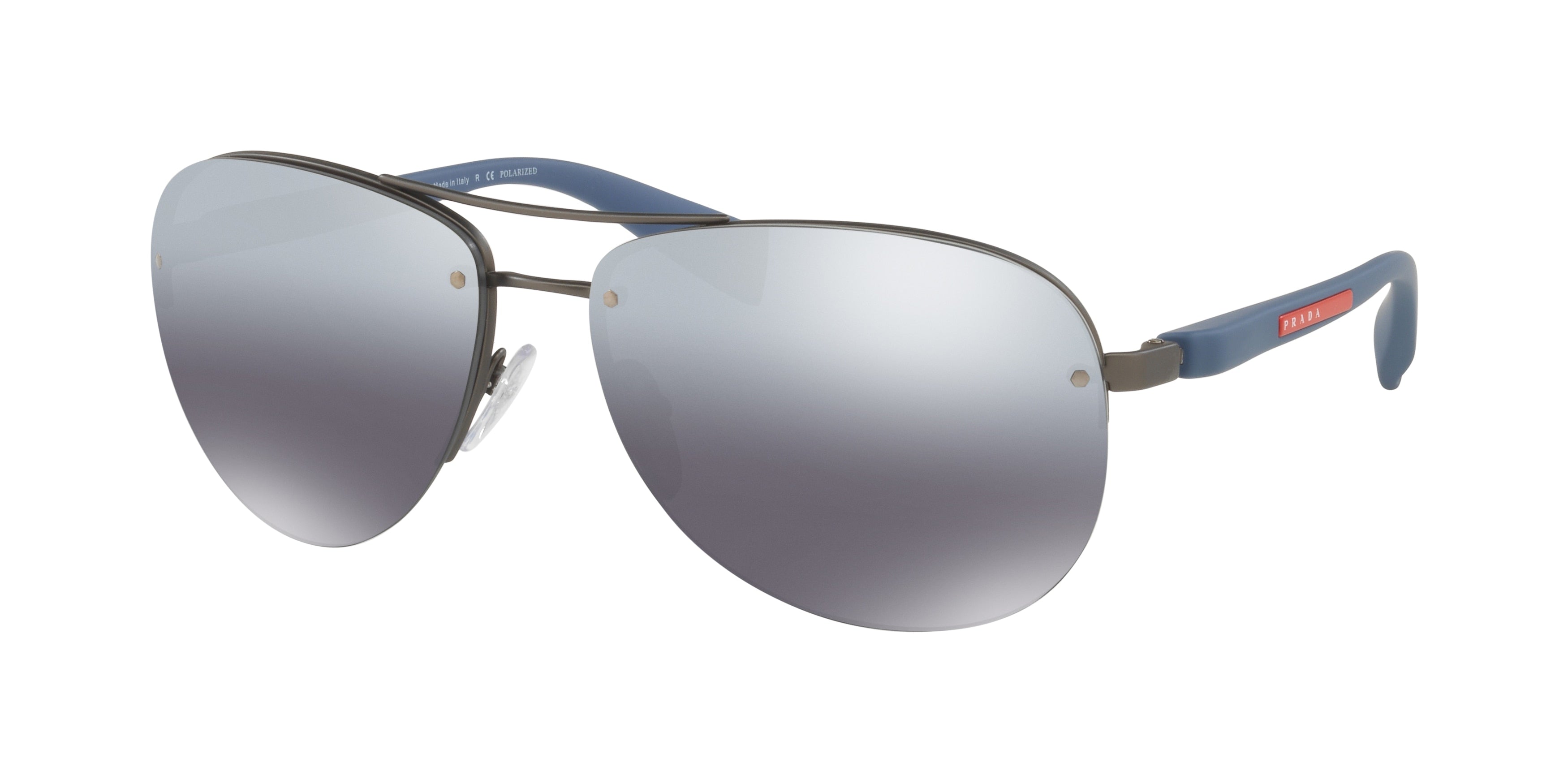 Prada Linea Rossa PS 56MS (65) PS56MS Pilot Sunglasses  DG12F2-Gunmetal Rubber 65-130-14 - Color Map Grey