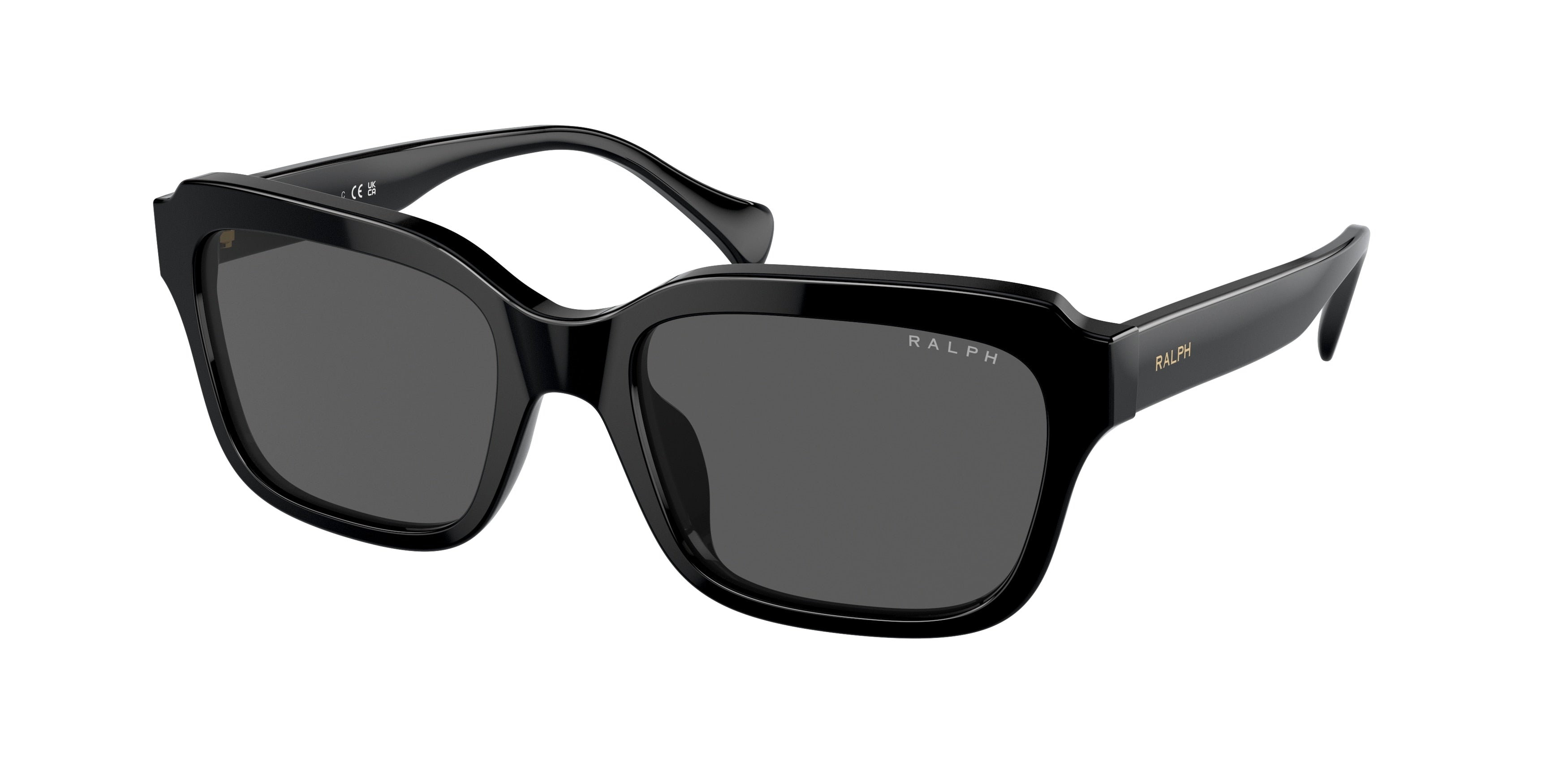 Ralph RA5312U Rectangle Sunglasses  500187-Shiny Black 55-145-19 - Color Map Black