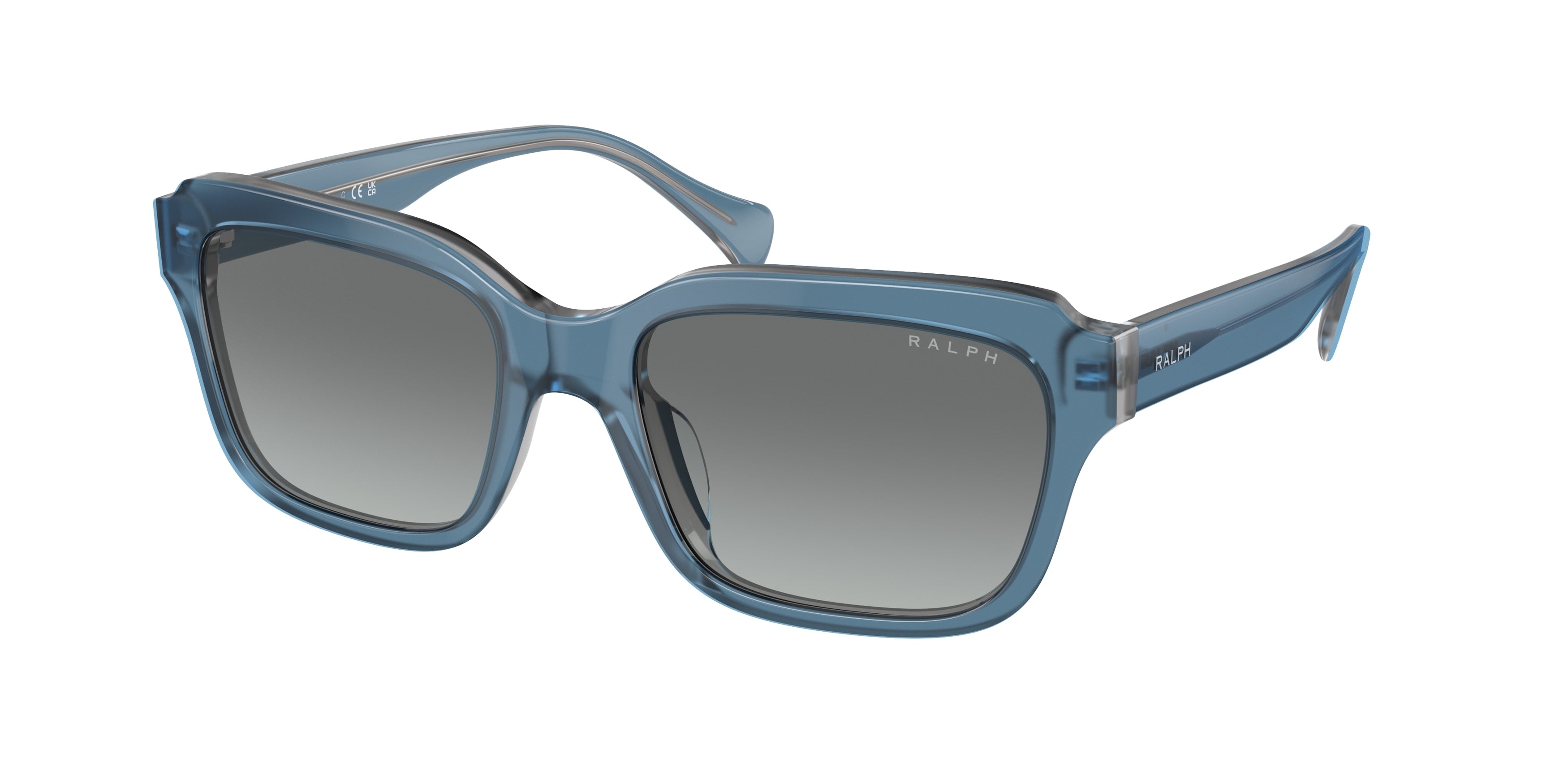 Ralph RA5312U Rectangle Sunglasses  606811-Transparent Blue/Milky Light Grey 55-145-19 - Color Map Blue