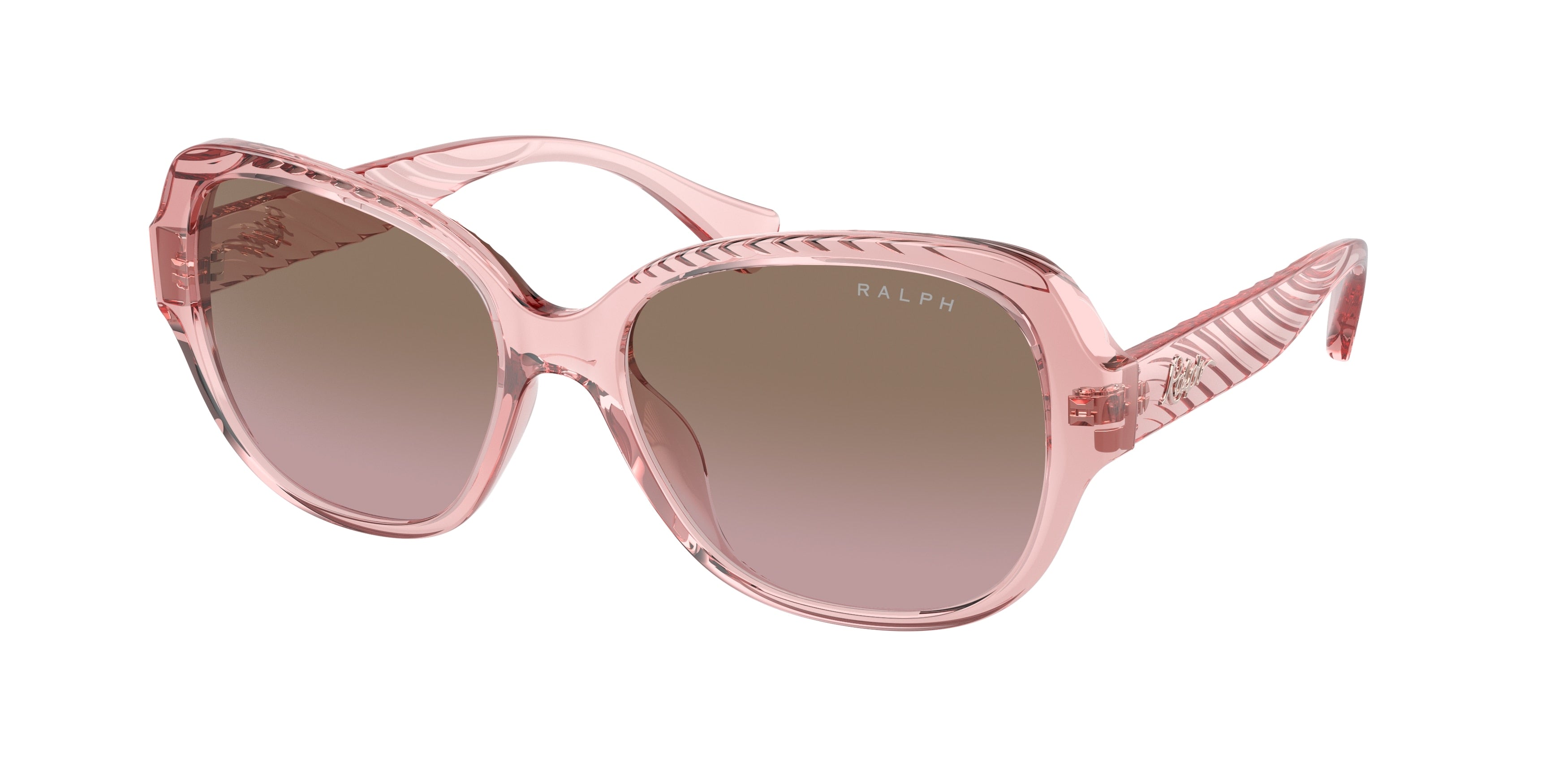 Ralph RA5316U Round Sunglasses  580114-Shiny Transparent Pink 57-145-17 - Color Map Pink