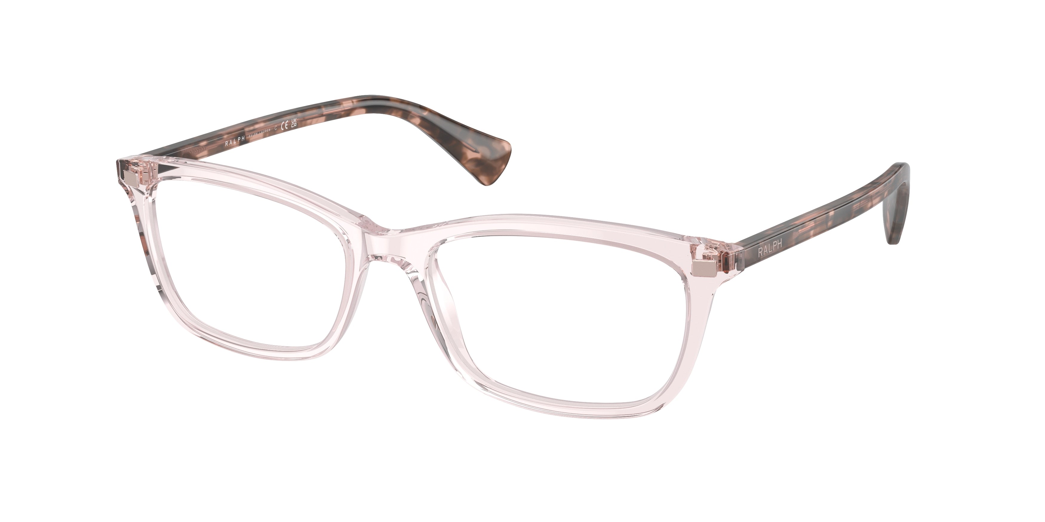 Ralph RA7089 Rectangle Eyeglasses  6190-Shiny Transparent Rose 53-140-17 - Color Map Pink