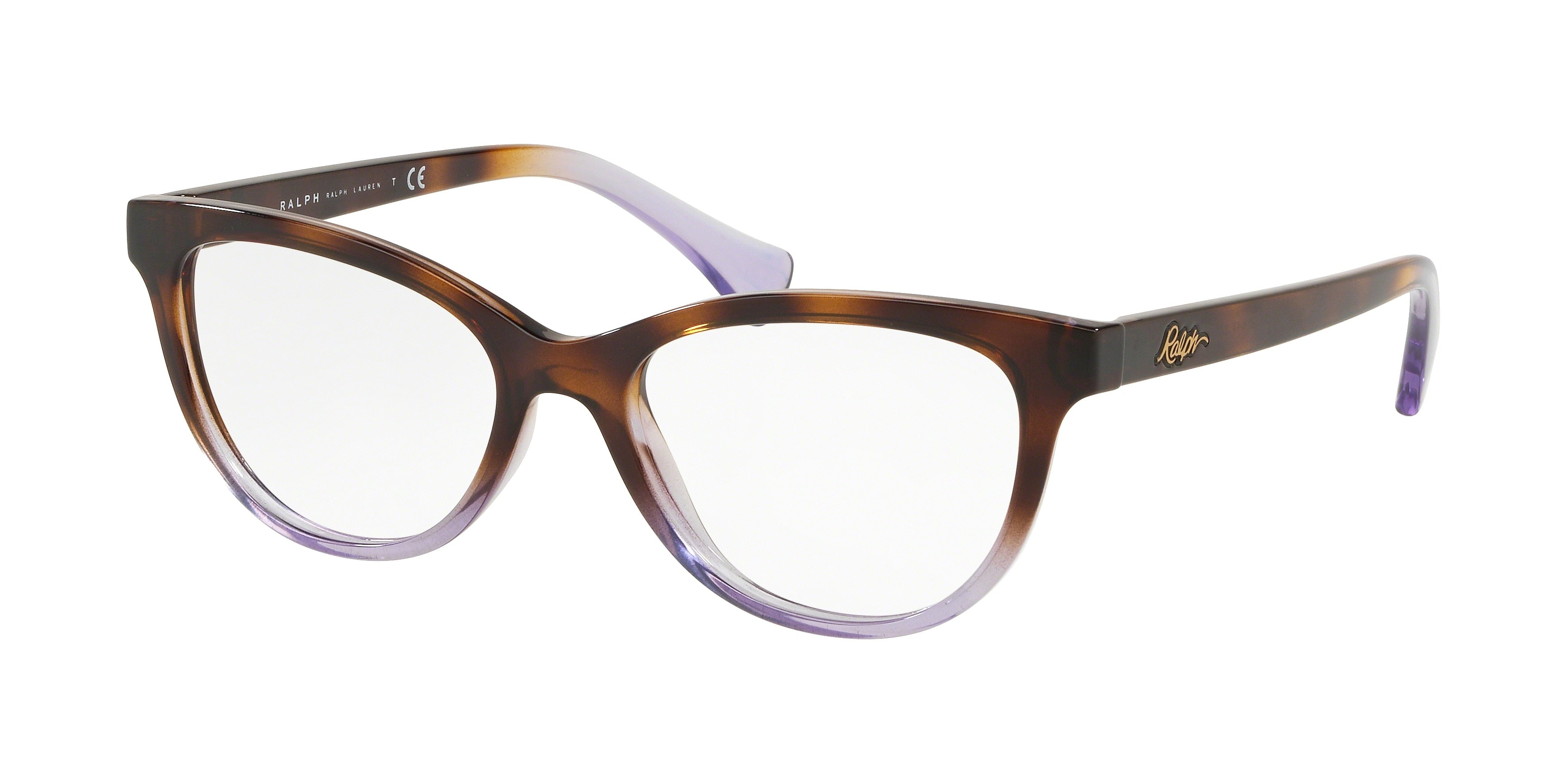 Ralph RA7102 Cat Eye Eyeglasses  5736-Shiny Havana Grad Trans Violet 52-140-17 - Color Map Brown