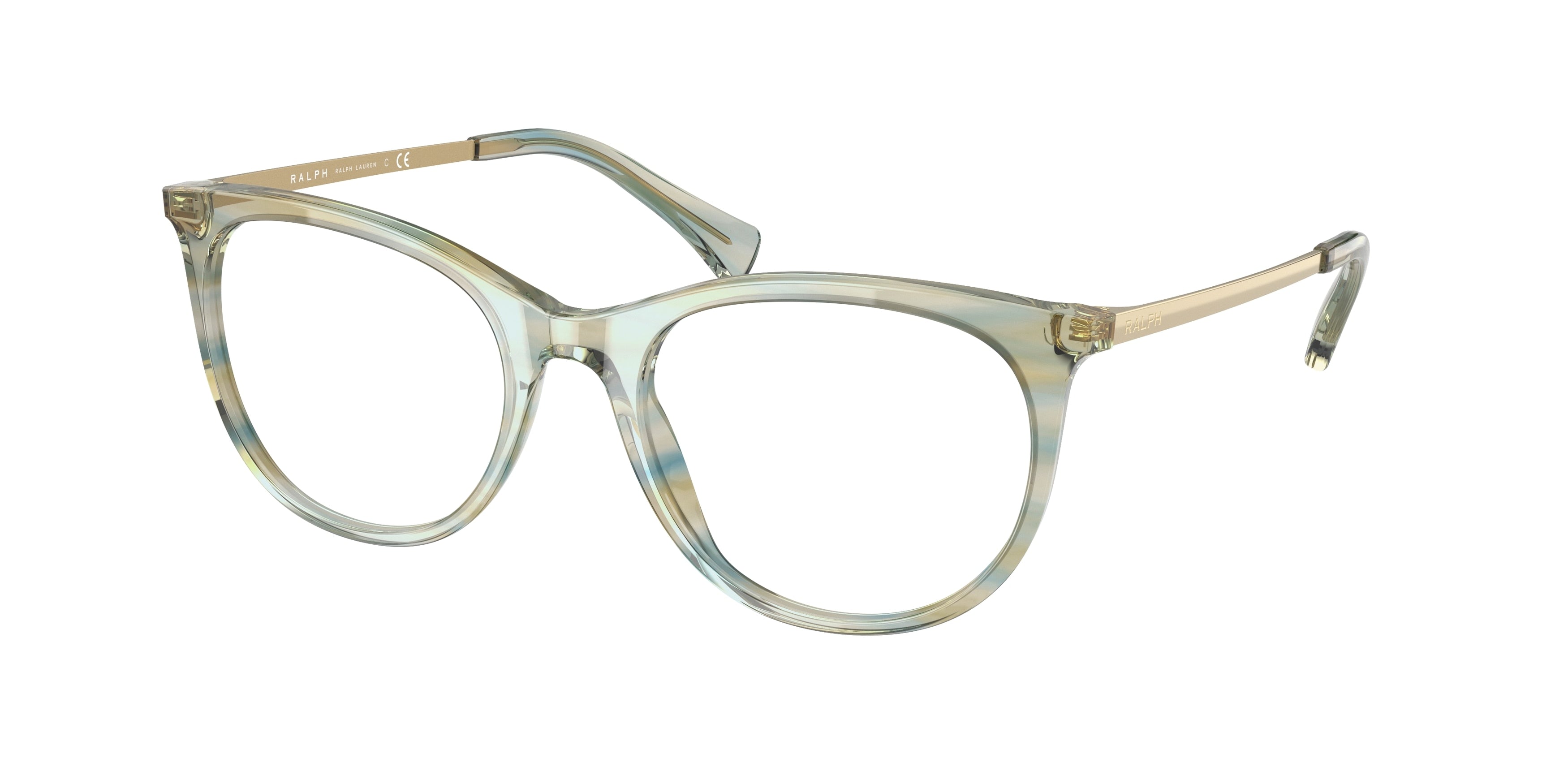 Ralph RA7139 Oval Eyeglasses  6013-Shiny Striped Azure 53-140-19 - Color Map Blue