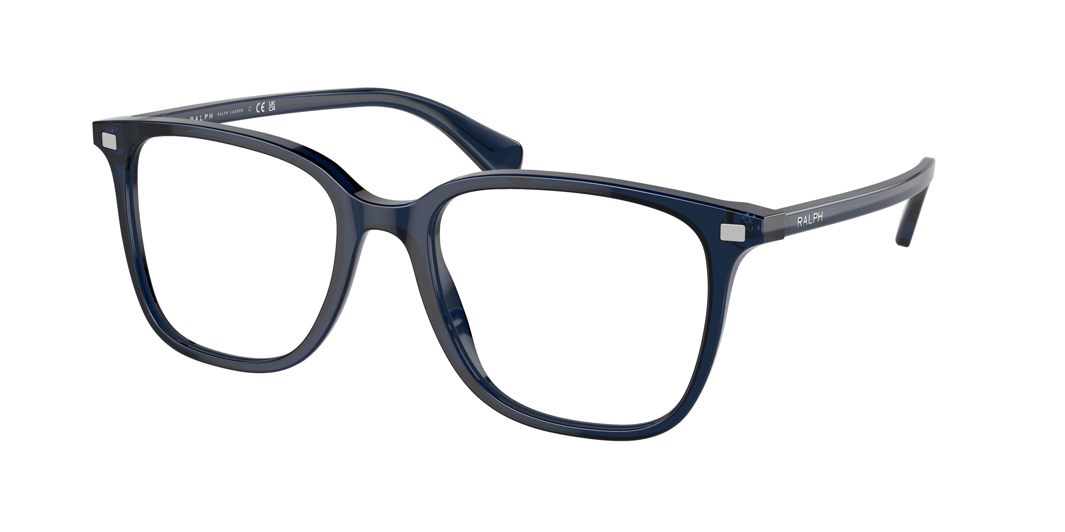 Ralph RA7147 Square Eyeglasses  6188-Shiny Transparent Blue 55-145-19 - Color Map Blue