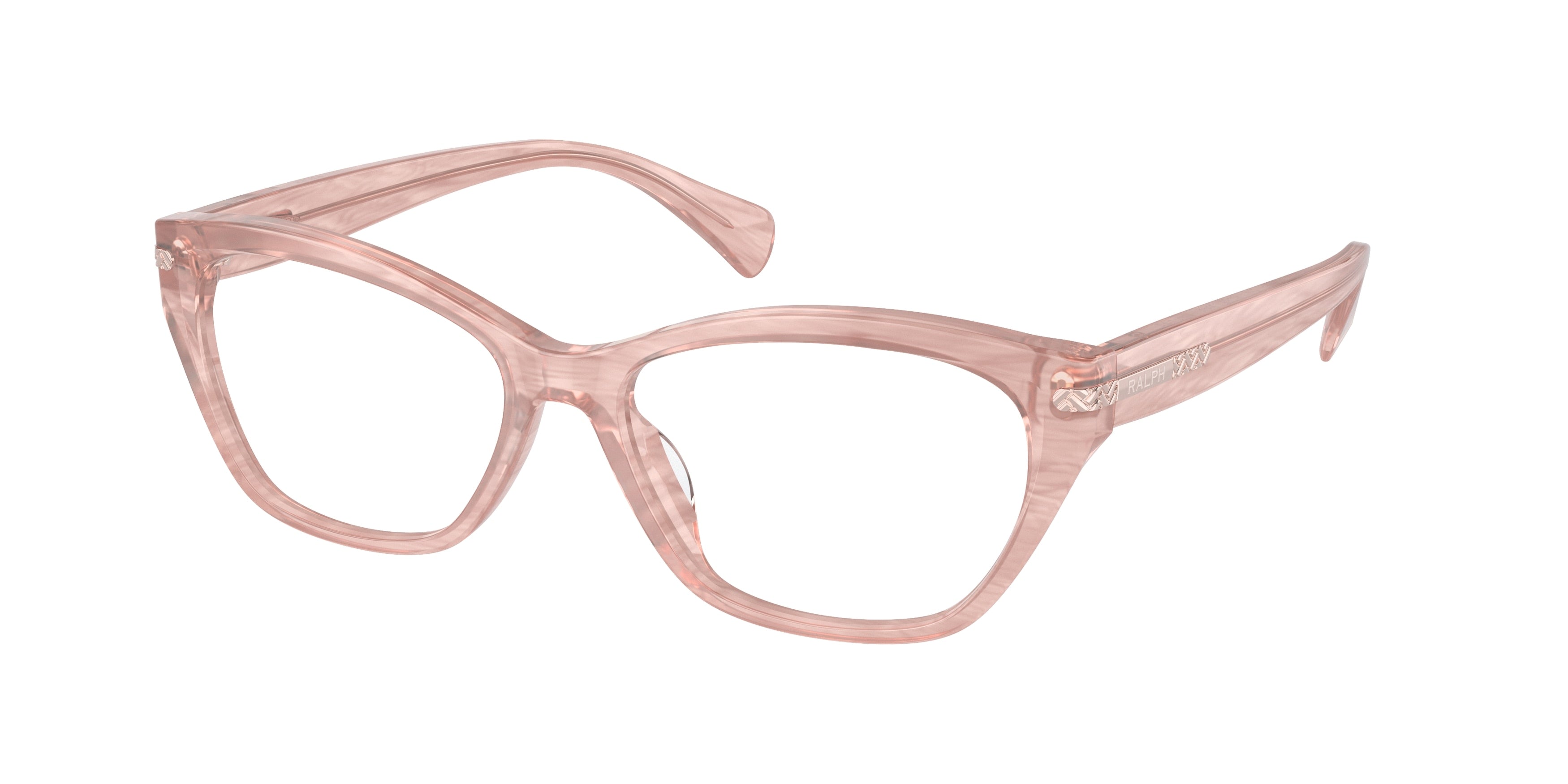 Ralph RA7161U Pillow Eyeglasses  6155-Shiny Transparent Rose 55-145-16 - Color Map Pink