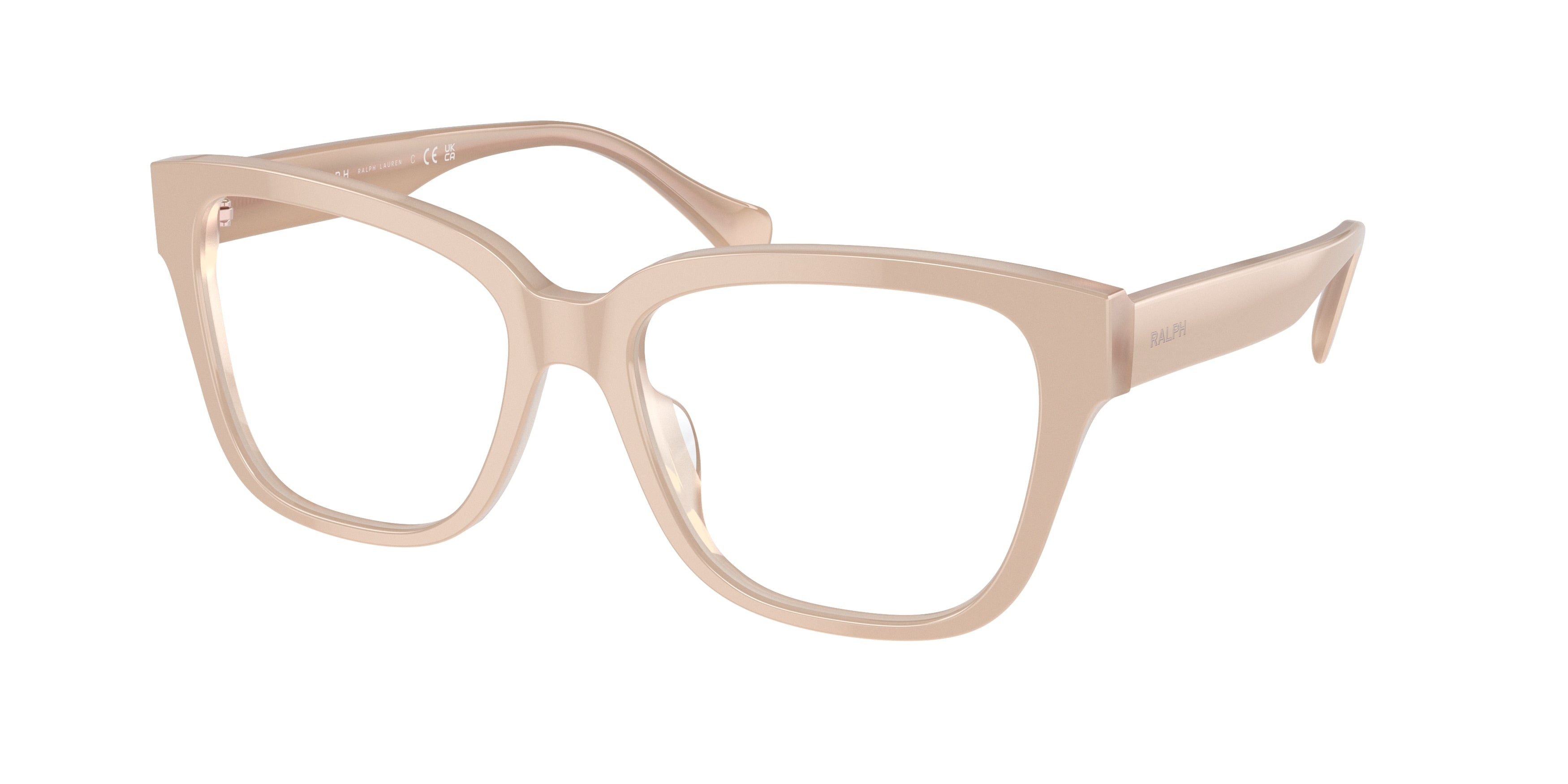 Ralph RA7162U Square Eyeglasses  6063-Shiny Beige On Milky Beige 55-145-17 - Color Map Beige