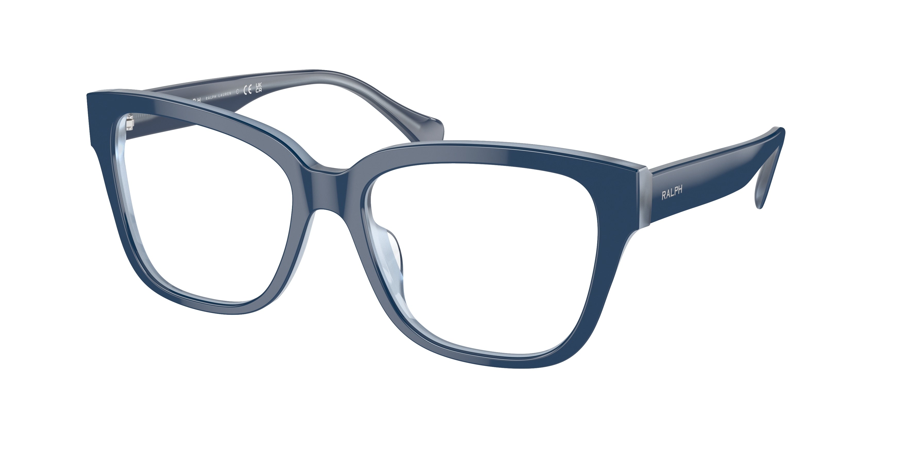 Ralph RA7162U Square Eyeglasses  6064-Shiny Blue On Light Blue 55-145-17 - Color Map Blue