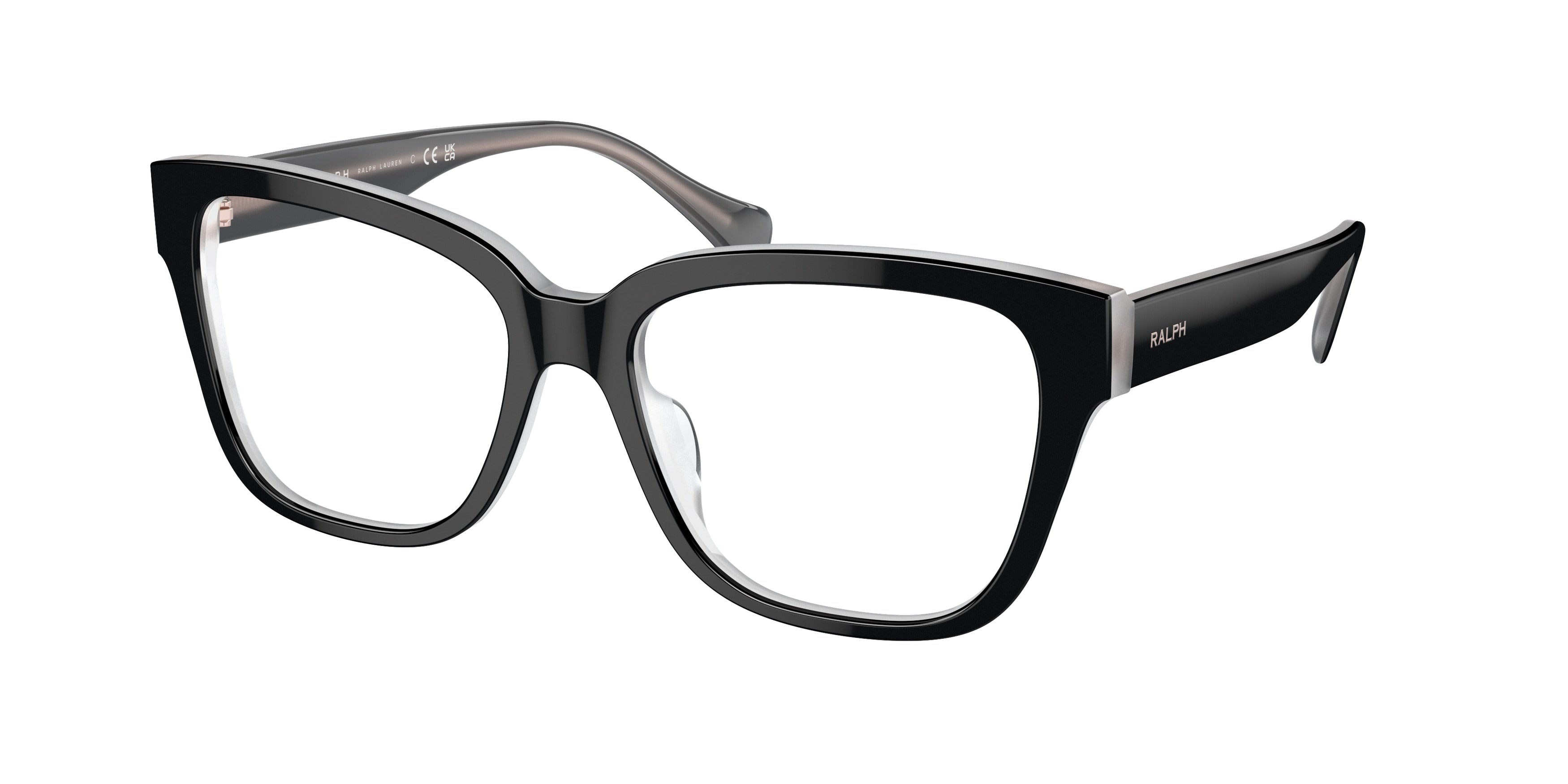 Ralph RA7162U Square Eyeglasses  6066-Shiny Black On Opal Grey 55-145-17 - Color Map Black