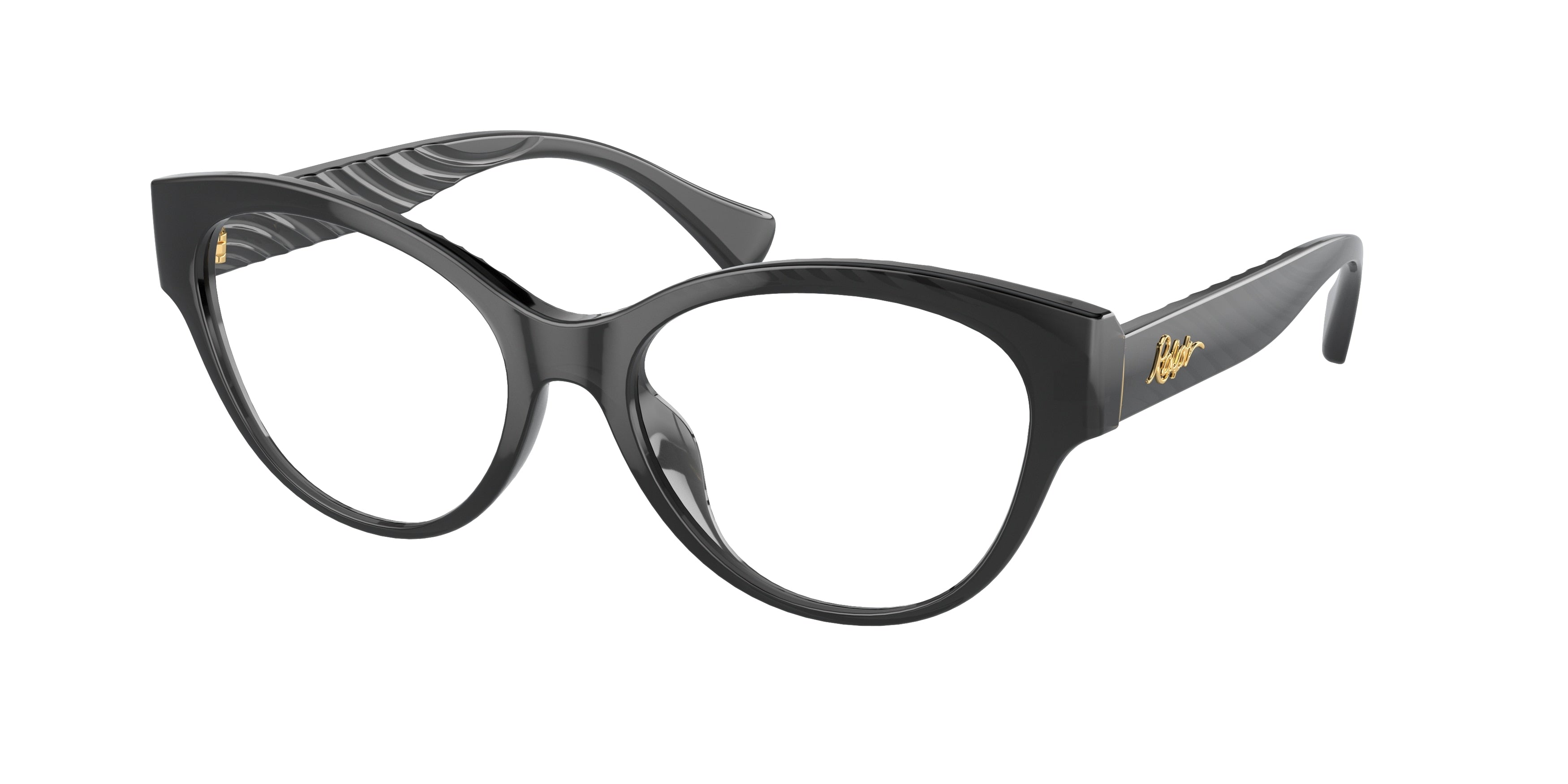 Ralph RA7164U Butterfly Eyeglasses  6157-Shiny Transparent Black 54-145-17 - Color Map Grey