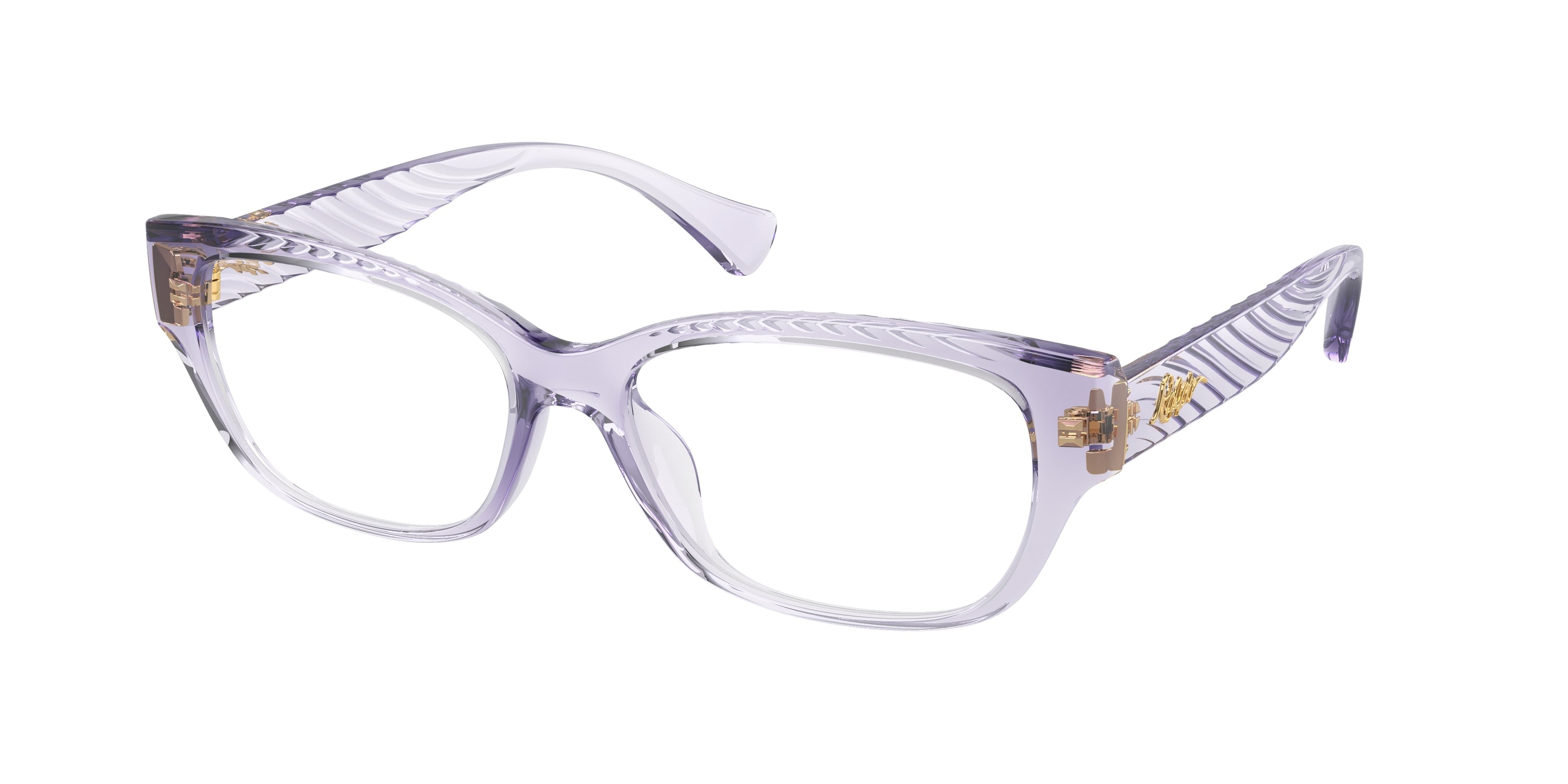 Ralph RA7165U Oval Eyeglasses  5746-Shiny Transparent Lillac 55-145-16 - Color Map Violet