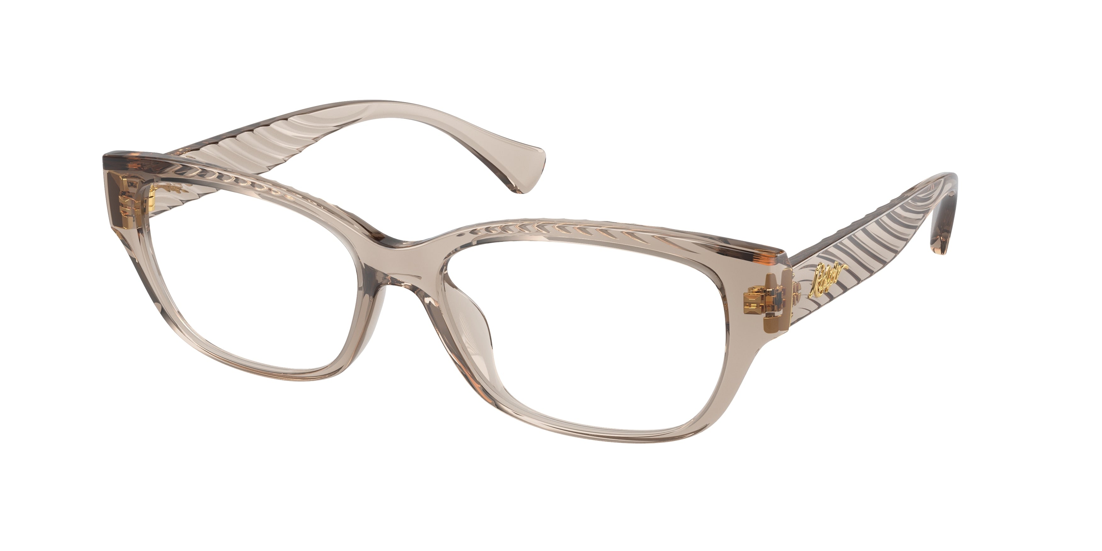 Ralph RA7165U Oval Eyeglasses  5802-Shiny Transparent Beige 55-145-16 - Color Map Beige