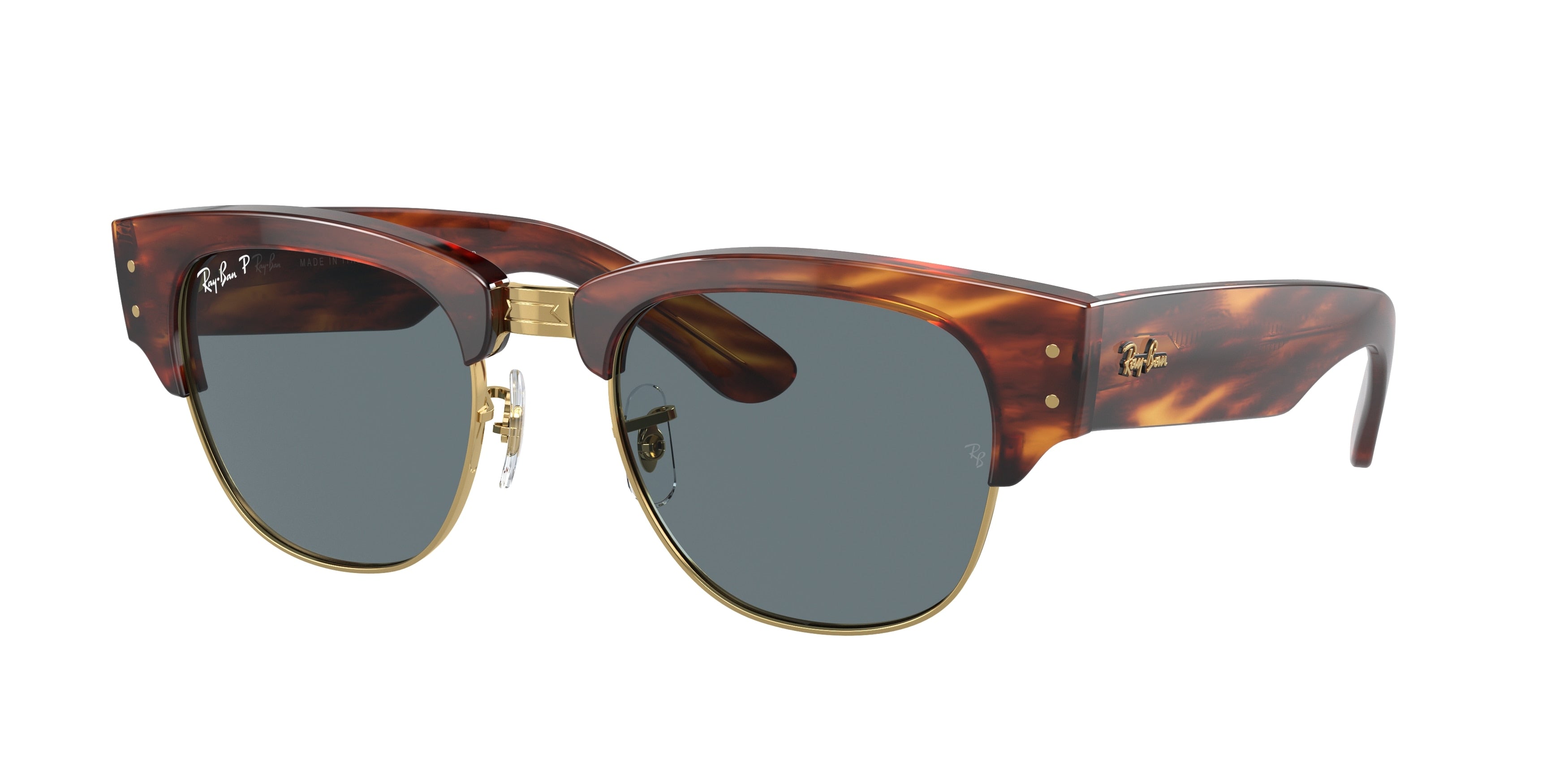 Ray-Ban MEGA CLUBMASTER RB0316S Square Sunglasses  954/3R-Striped Havana 53-145-21 - Color Map Brown