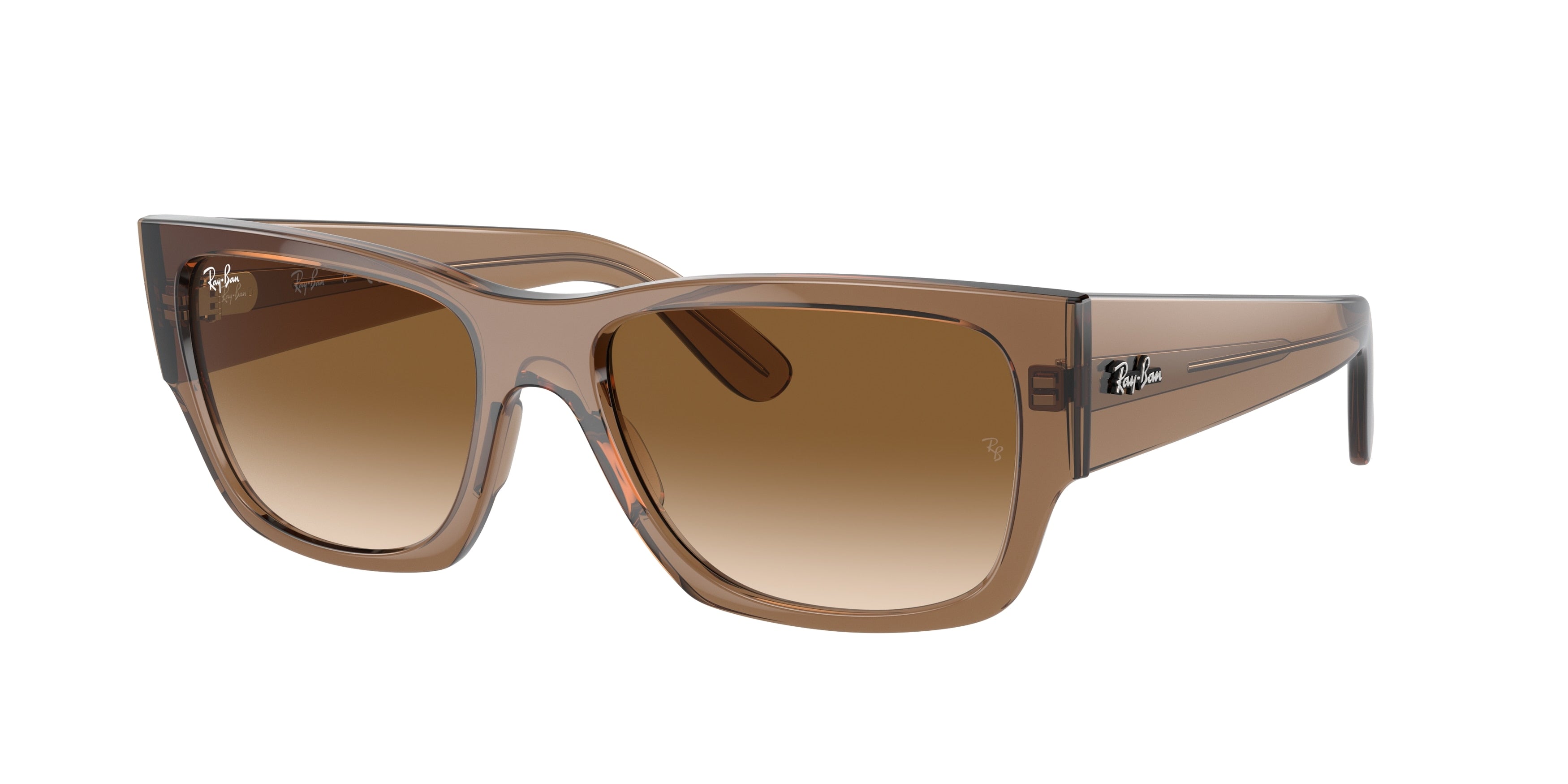 Ray-Ban CARLOS RB0947SF Rectangle Sunglasses  664051-Transparent Light Brown 56-145-18 - Color Map Brown