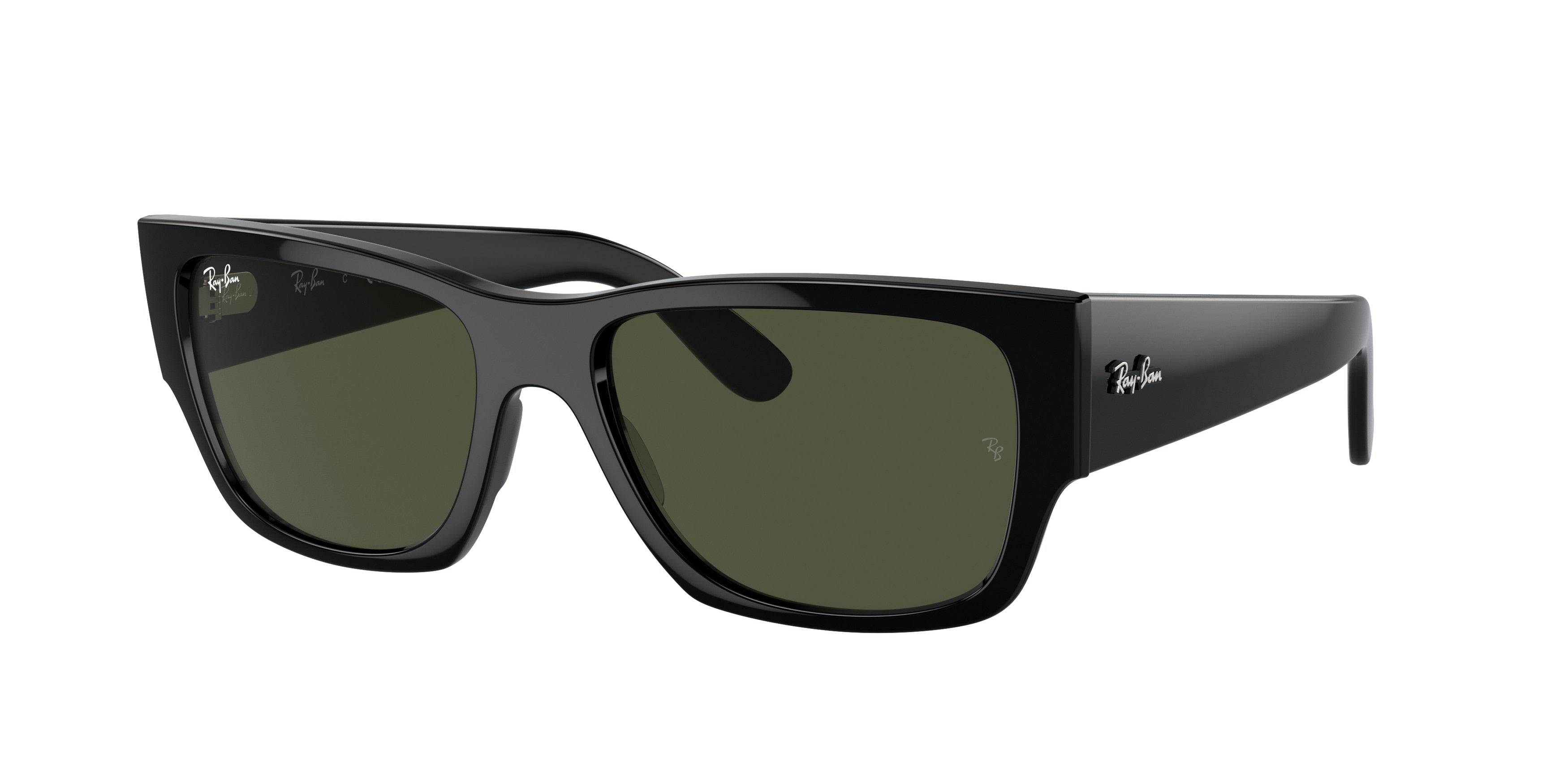 Ray-Ban CARLOS RB0947SF Rectangle Sunglasses  901/31-Black 56-145-18 - Color Map Black