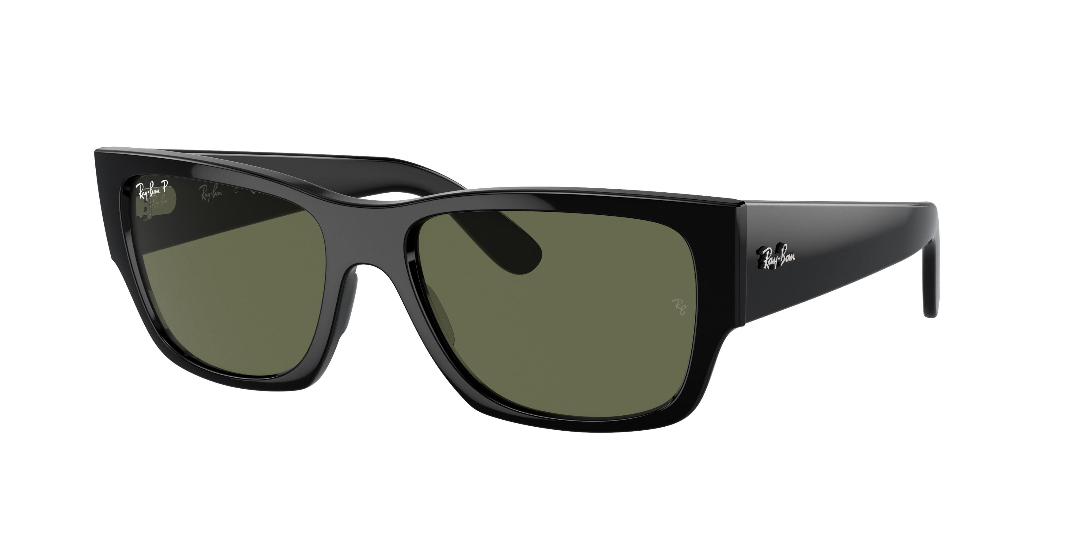 Ray-Ban CARLOS RB0947SF Rectangle Sunglasses  901/58-Black 56-145-18 - Color Map Black