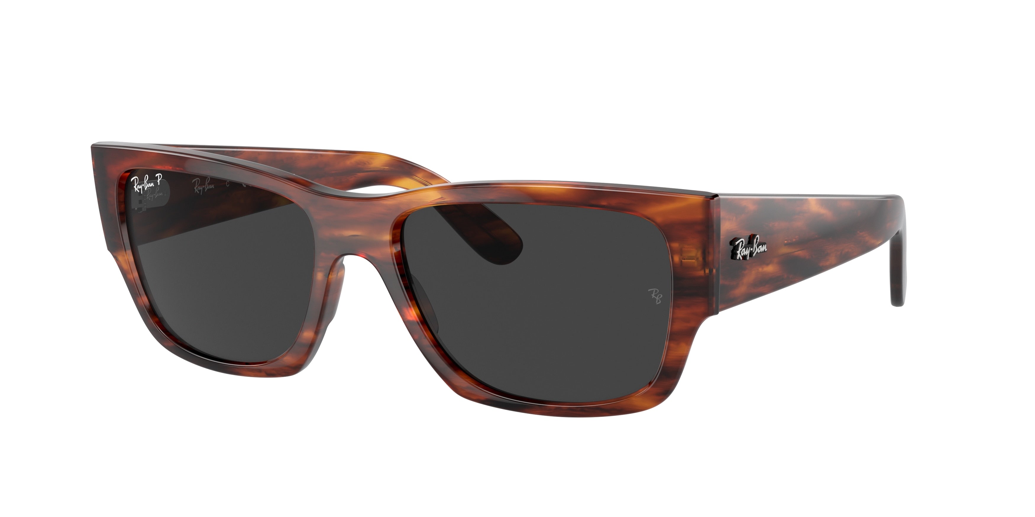 Ray-Ban CARLOS RB0947SF Rectangle Sunglasses  954/48-Striped Havana 56-145-18 - Color Map Brown