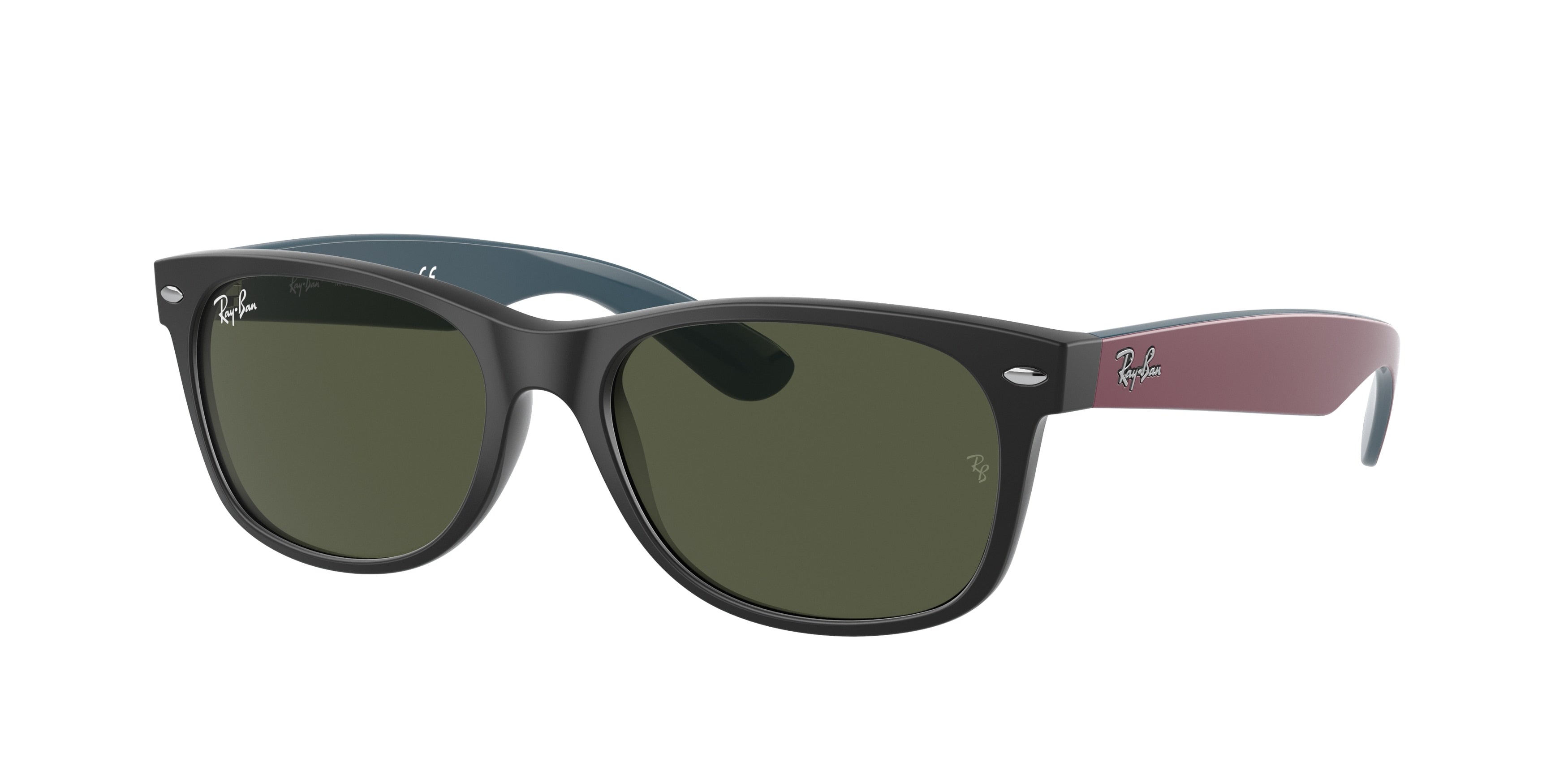 Ray-Ban NEW WAYFARER RB2132 Square Sunglasses  6182-Black 51-145-18 - Color Map Black