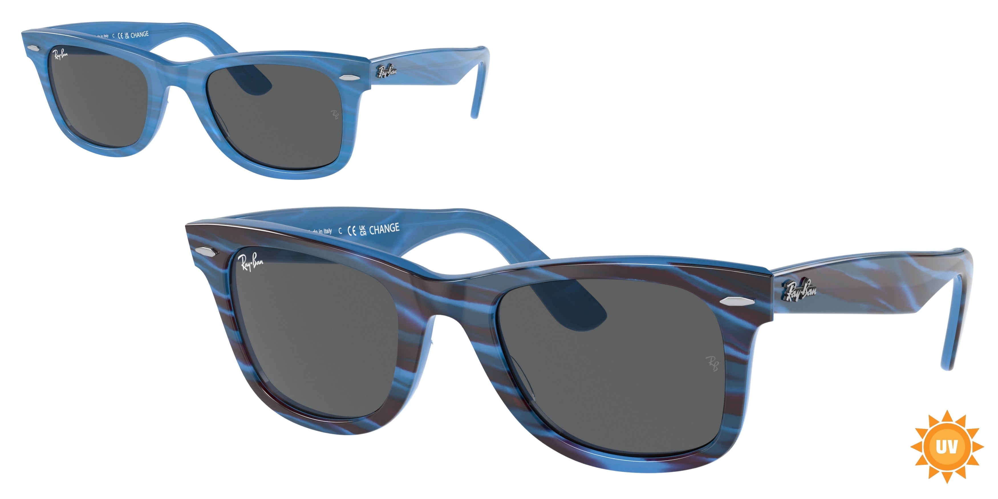 Ray-Ban WAYFARER RB2140F Square Sunglasses  1409B1- 52-150-22 - Color Map Blue