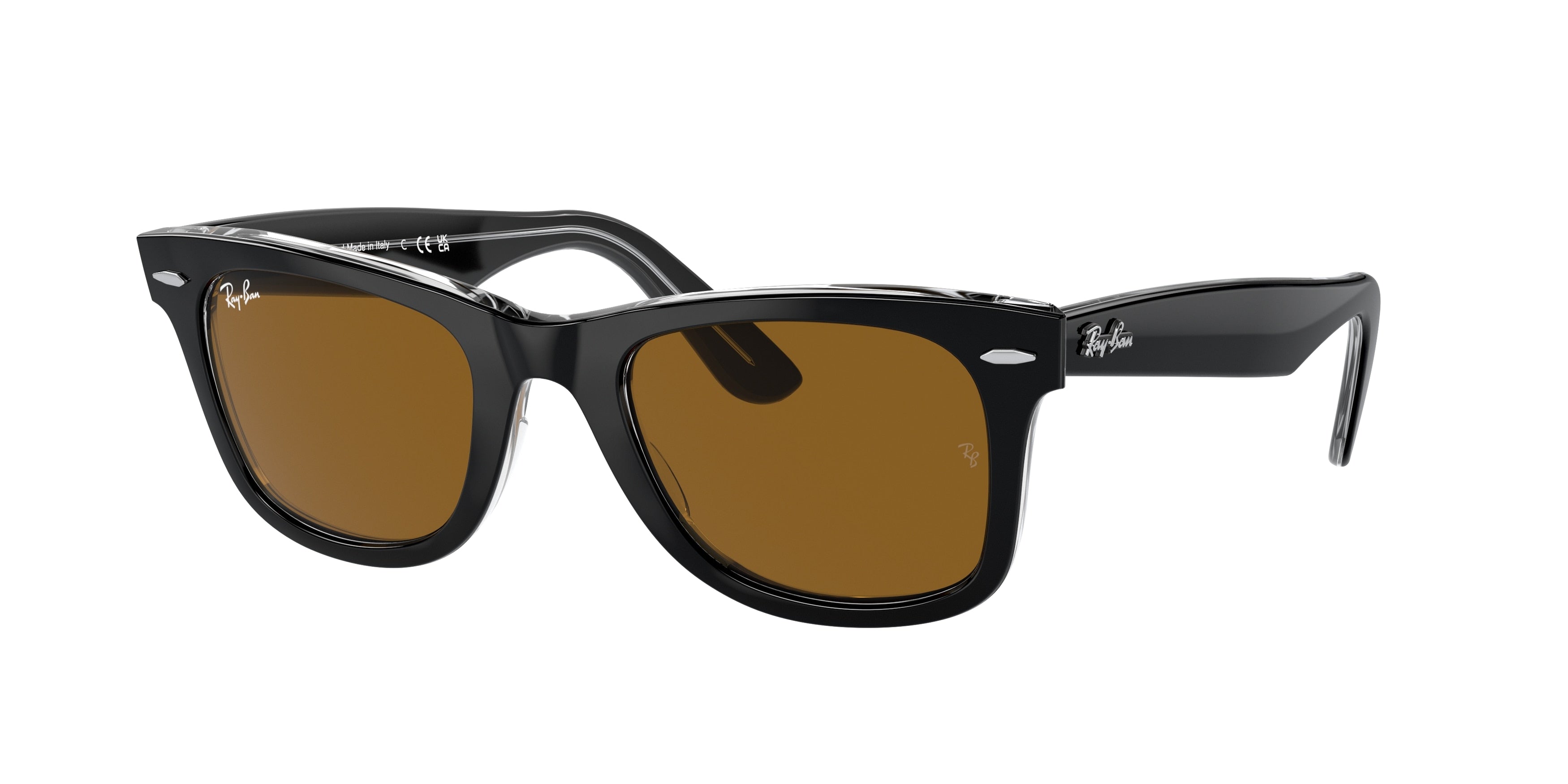 Ray-Ban WAYFARER RB2140 Square Sunglasses  129433-Black On Transparent 54-150-18 - Color Map Black