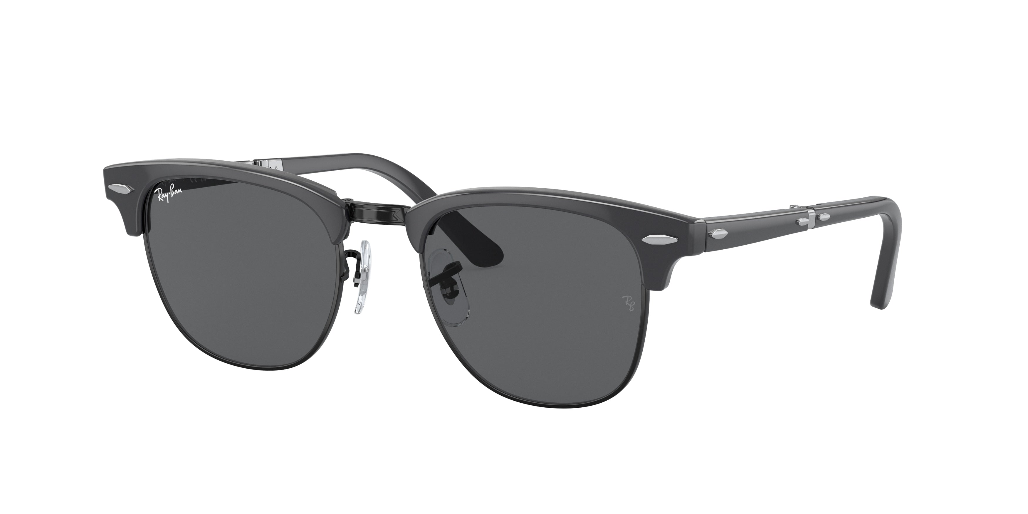 Ray-Ban CLUBMASTER FOLDING RB2176 Square Sunglasses  1367B1-Grey On Black 51-145-21 - Color Map Grey