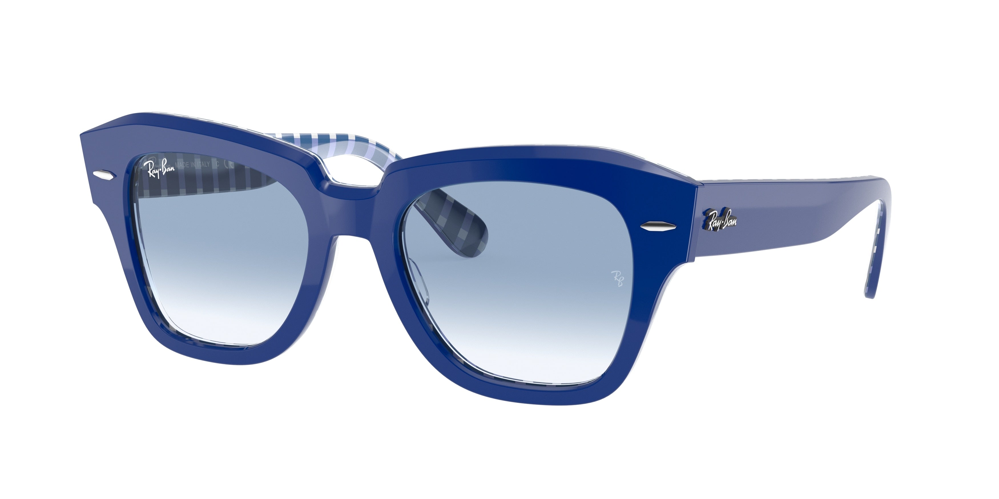 Ray-Ban STATE STREET RB2186 Square Sunglasses  13193F-Blue 49-145-20 - Color Map Blue