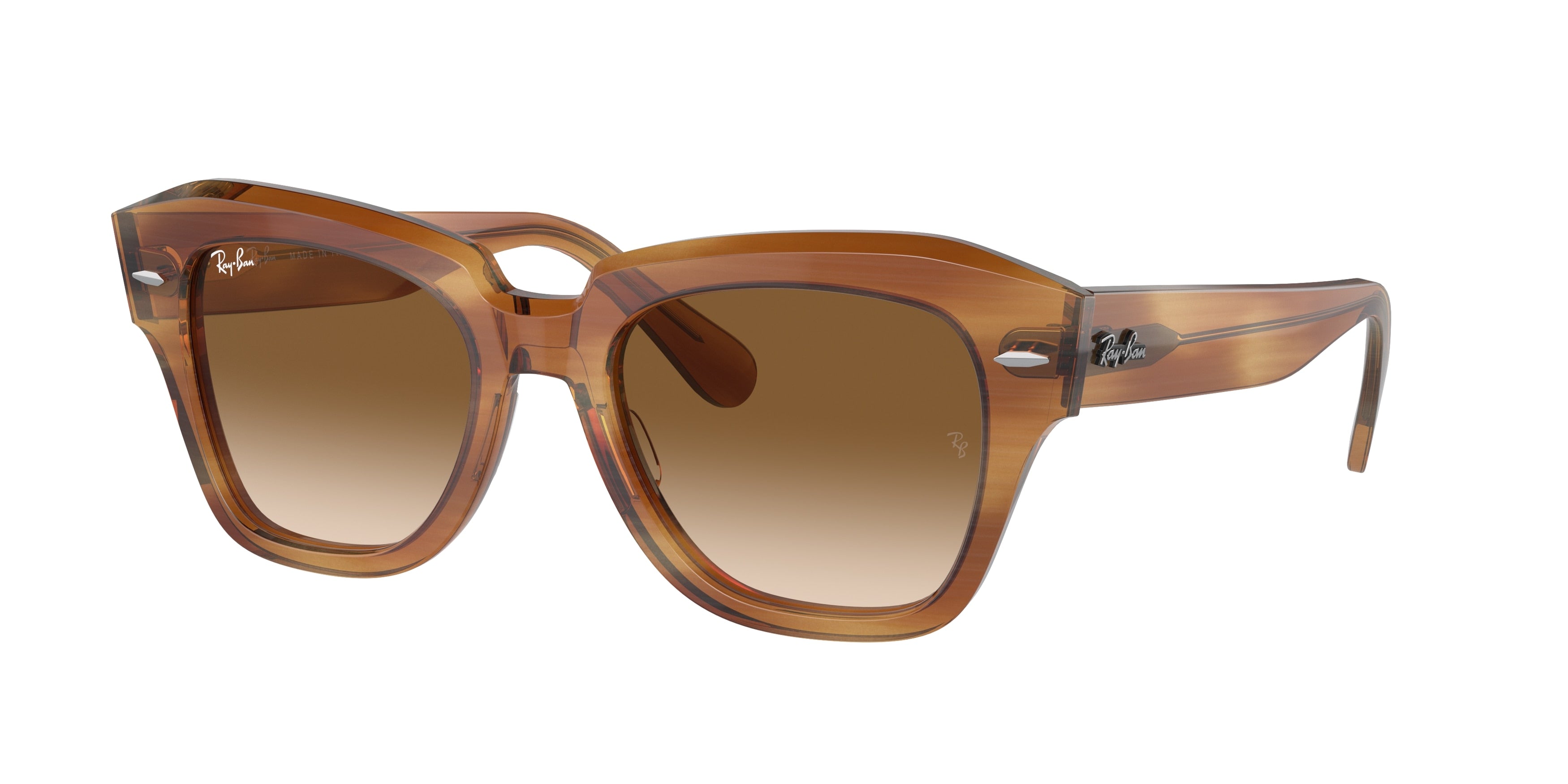 Ray-Ban STATE STREET RB2186 Square Sunglasses  140351-Striped Brown 52-145-20 - Color Map Tortoise