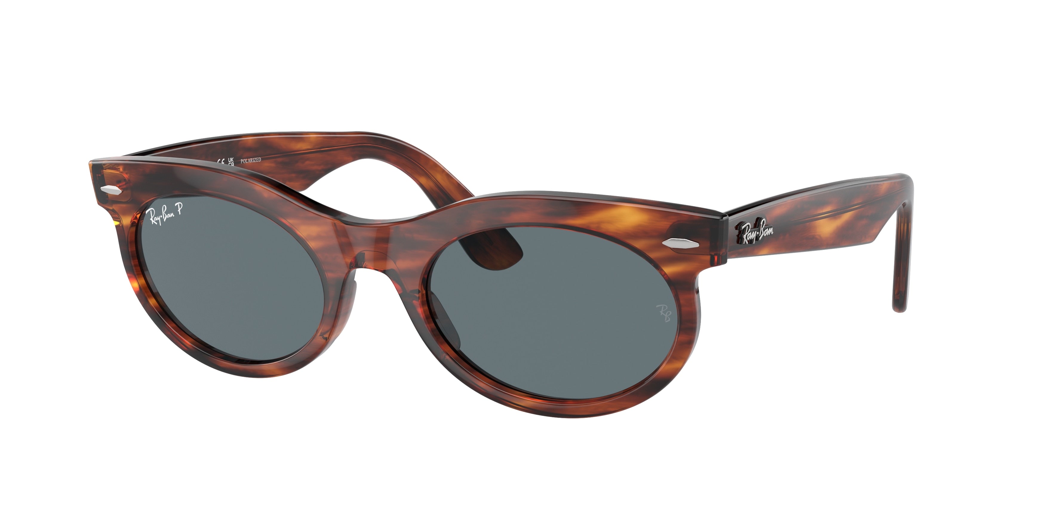 Ray-Ban WAYFARER OVAL RB2242F Oval Sunglasses  954/3R-Striped Havana 53-150-22 - Color Map Brown