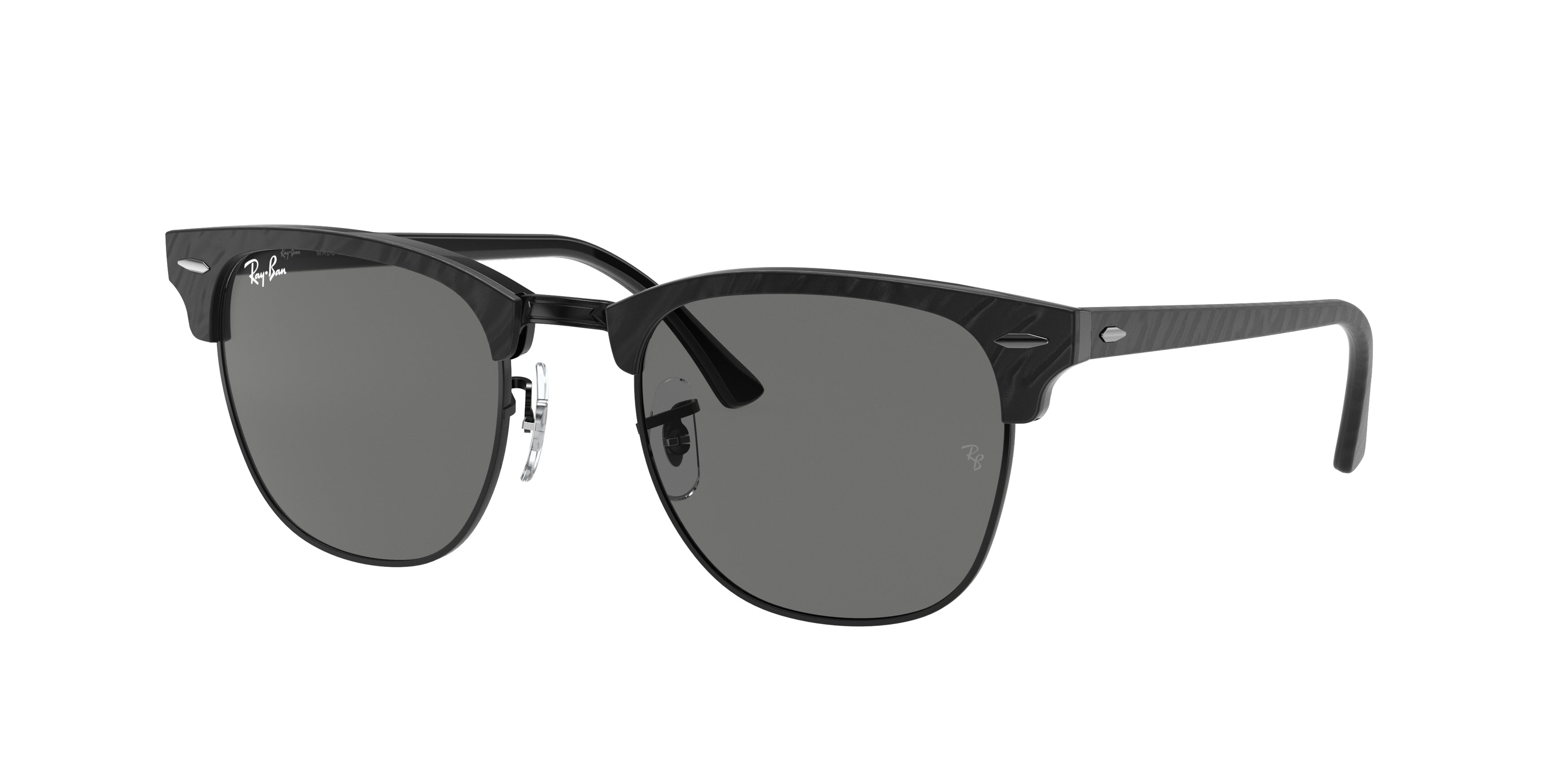 Ray-Ban CLUBMASTER RB3016 Square Sunglasses  1305B1-Black 49-140-21 - Color Map Black