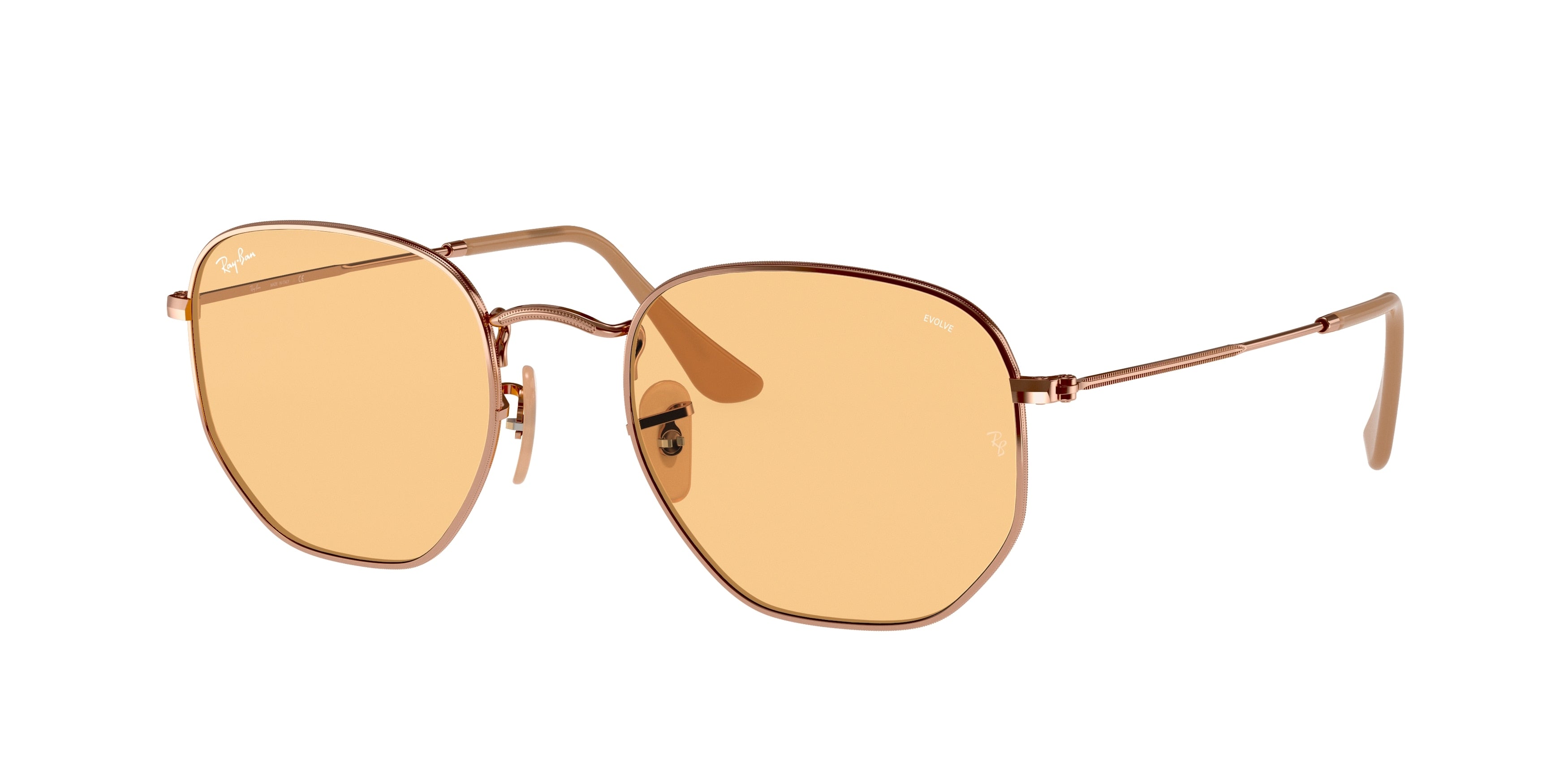 Ray-Ban HEXAGONAL RB3548N Irregular Sunglasses  91310Z-Copper 51-145-21 - Color Map Copper