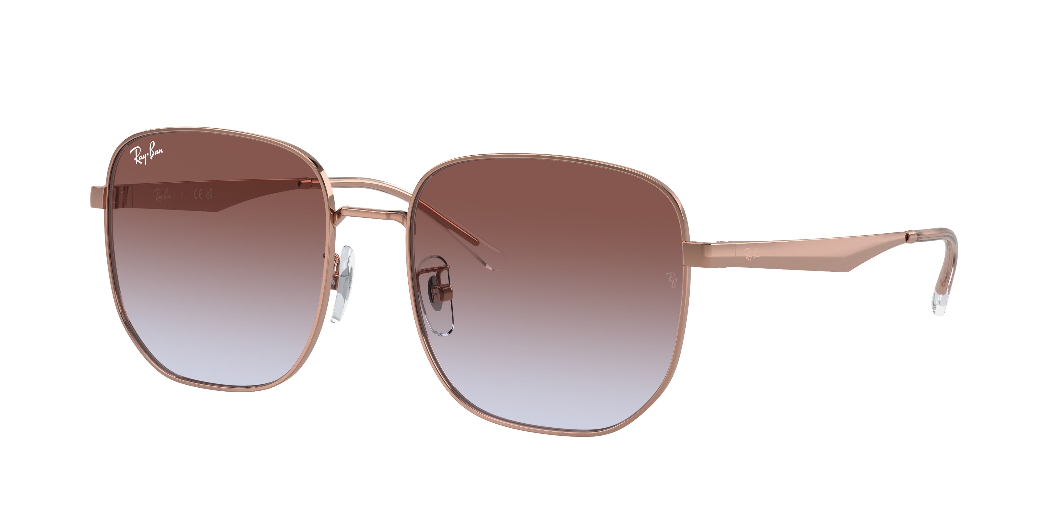 Ray-Ban RB3713D Irregular Sunglasses  9202I8-Rose Gold 57-145-18 - Color Map Gold