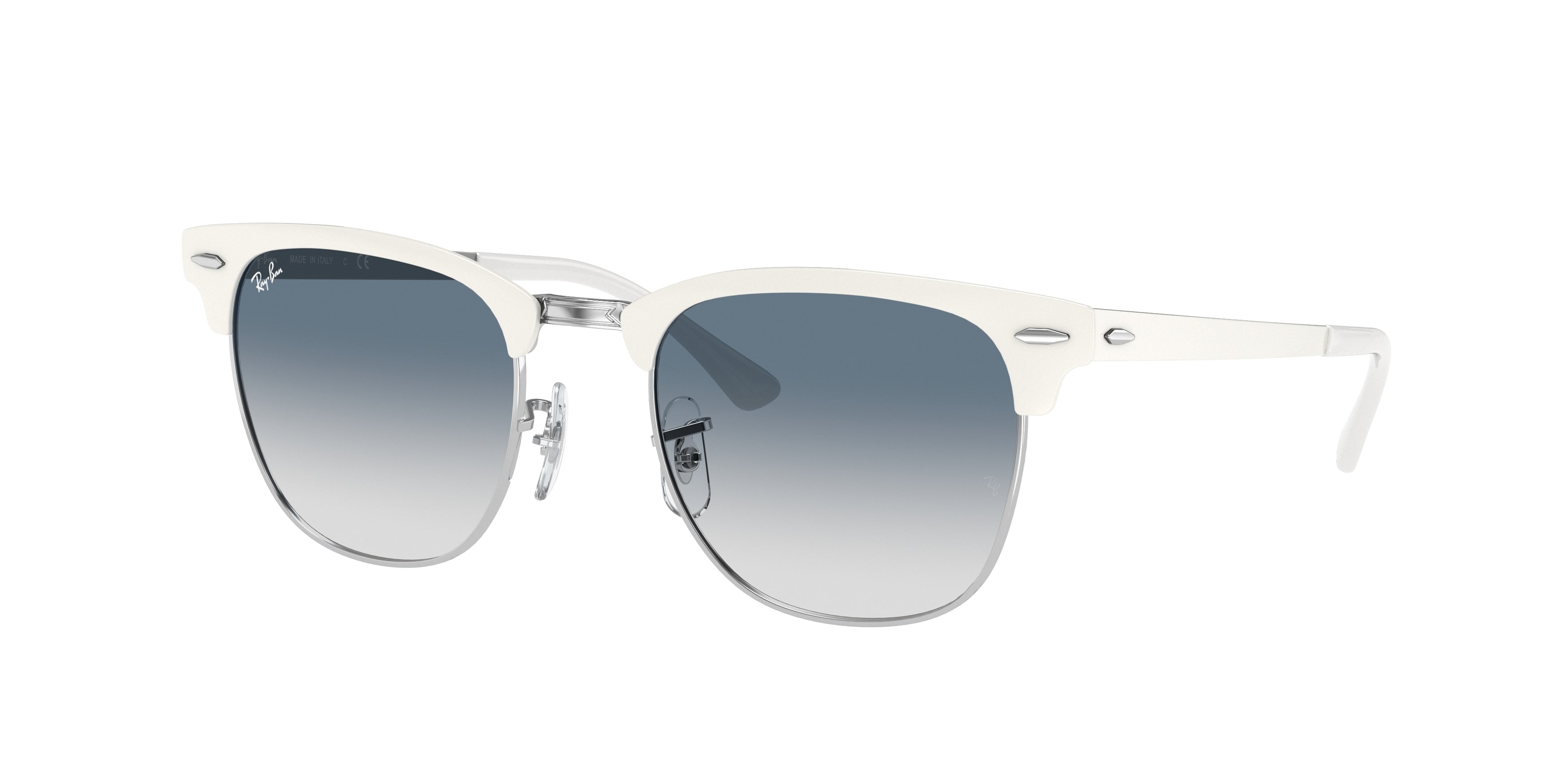 Ray-Ban CLUBMASTER METAL RB3716 Square Sunglasses  90883F-White 51-145-21 - Color Map White