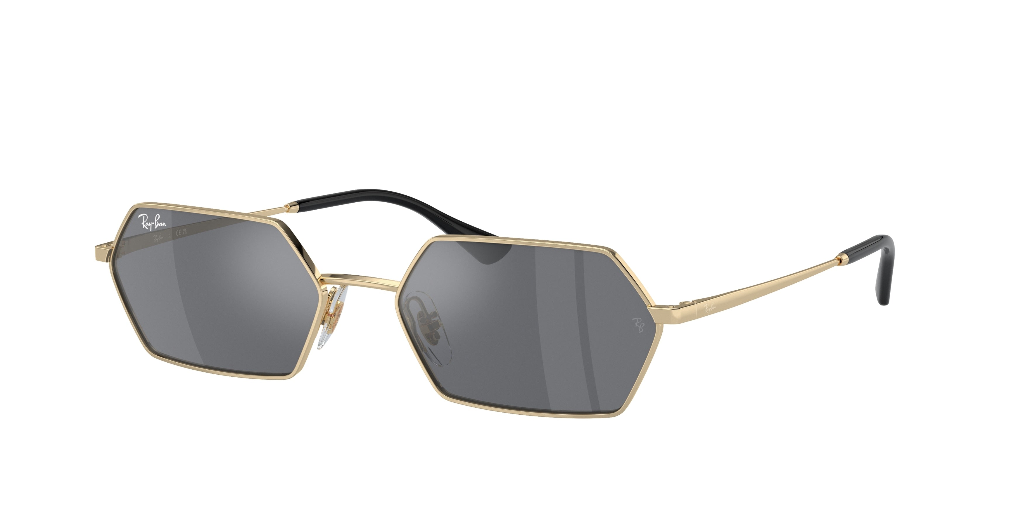 Ray-Ban YEVI RB3728 Irregular Sunglasses  92136V-Light Gold 58-145-18 - Color Map Gold