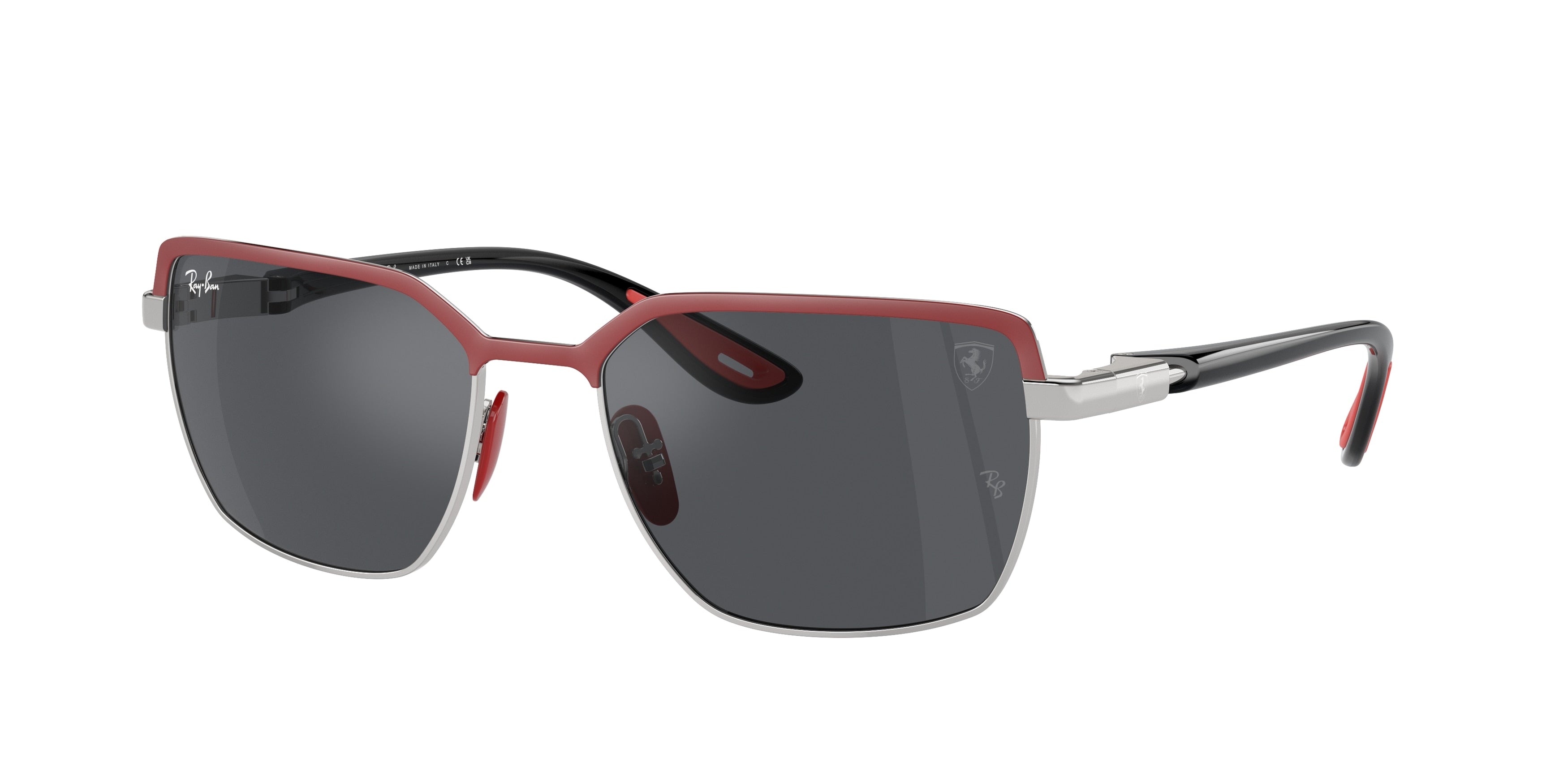 Ray-Ban RB3743M Square Sunglasses  F10087-Red On Gunmetal 58-145-19 - Color Map Red