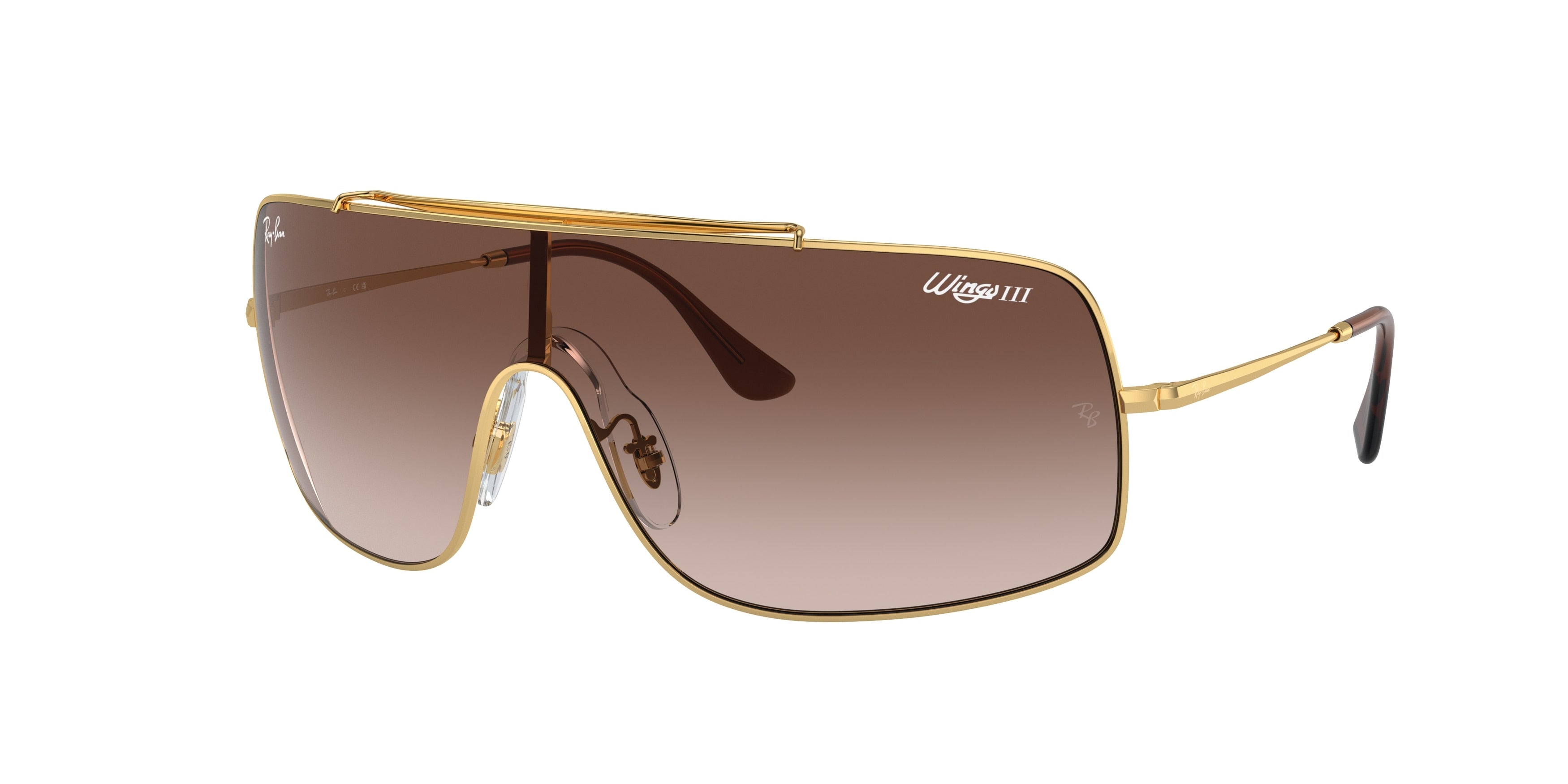 Ray-Ban WINGS III RB3897 Square Sunglasses  001/13-Gold 36-130-136 - Color Map Gold