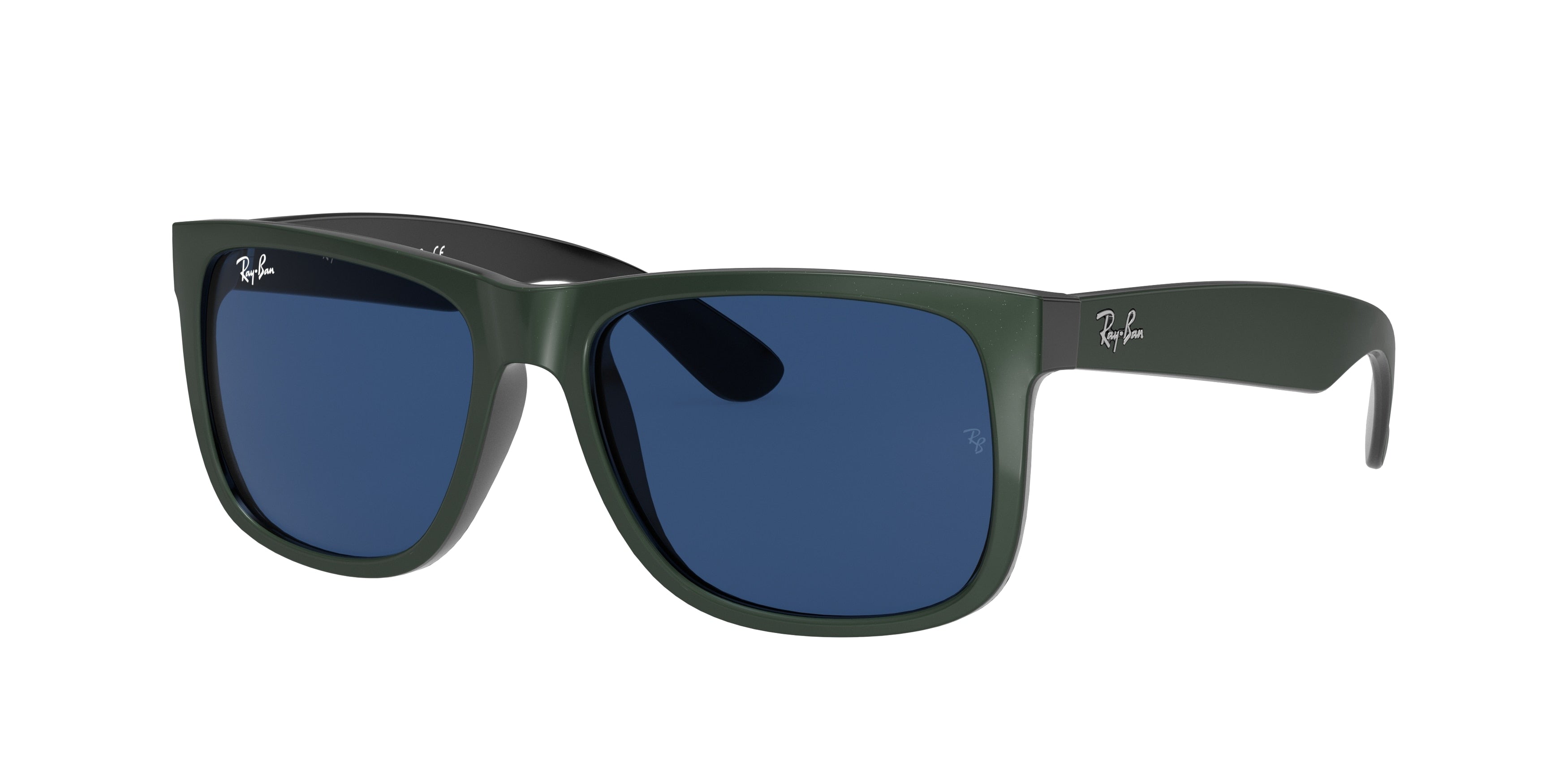 Ray-Ban JUSTIN RB4165 Square Sunglasses  646880-Green On Black 51-145-16 - Color Map Green