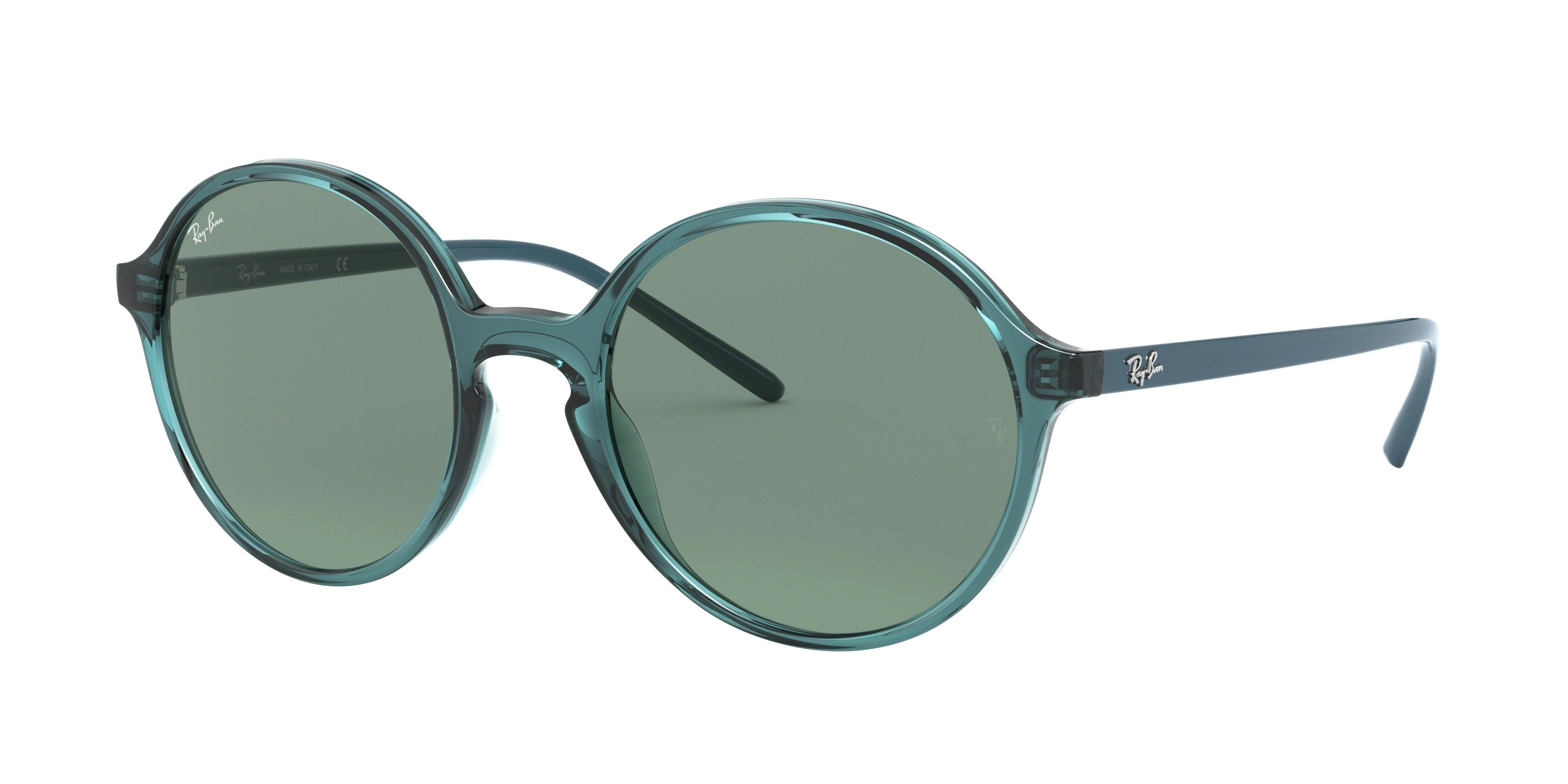 Ray-Ban RB4304 Round Sunglasses  643782-Transparent Turquoise 53-145-20 - Color Map Blue