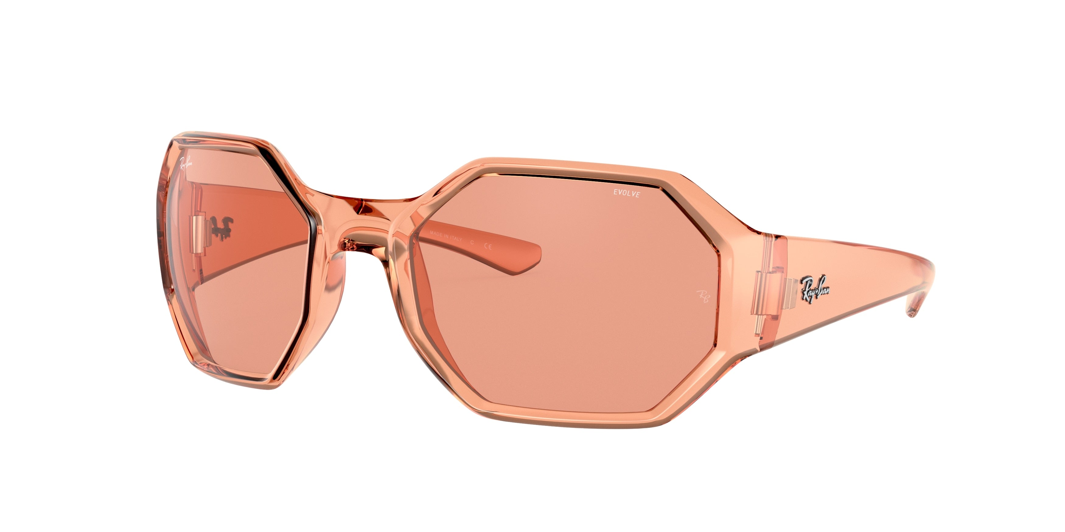 Ray-Ban RB4337 Square Sunglasses  6539Q6-Transparent Orange 59-125-21 - Color Map Orange