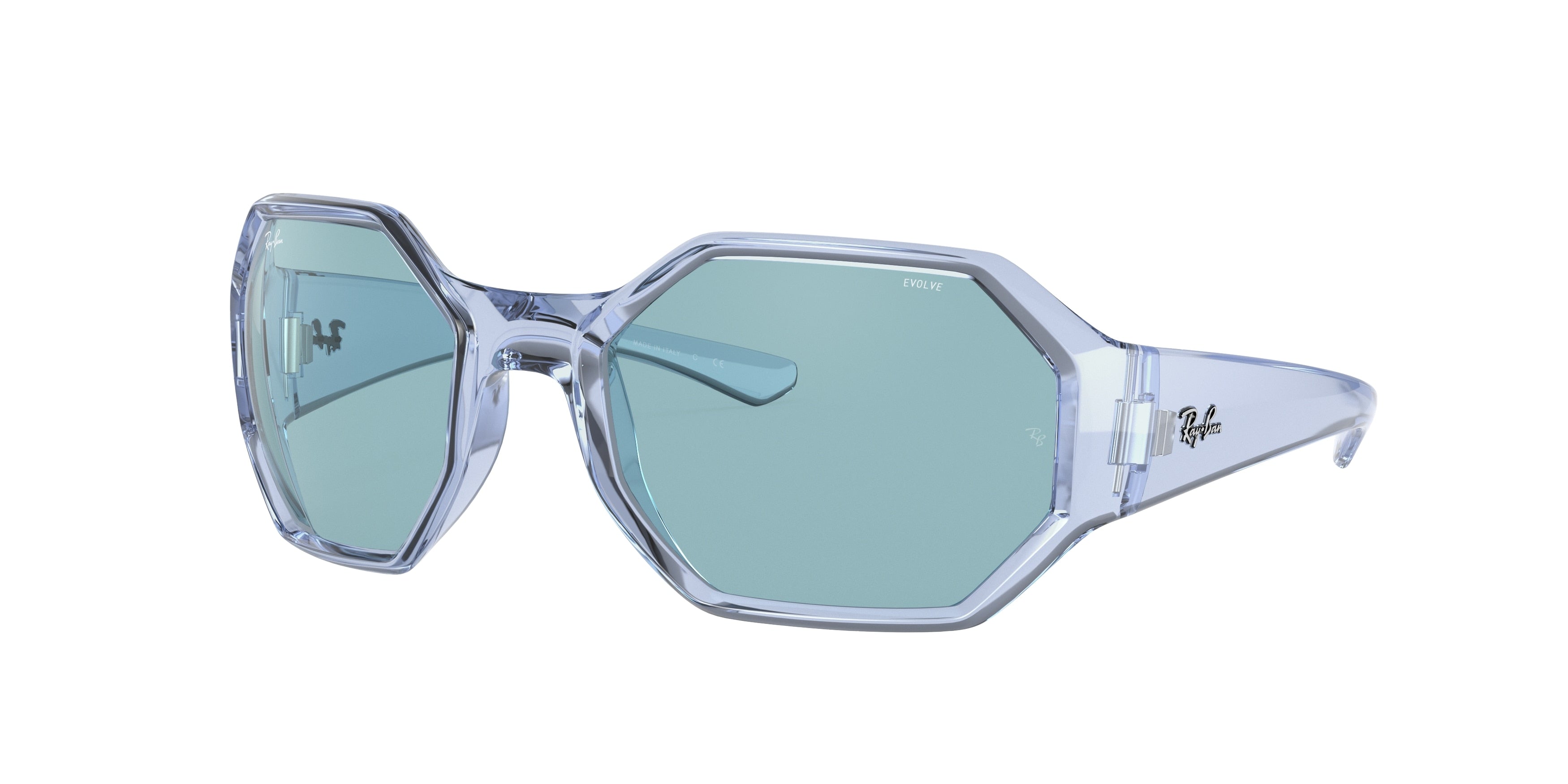 Ray-Ban RB4337 Square Sunglasses  6542Q2-Transparent Light Blue 59-125-21 - Color Map Blue