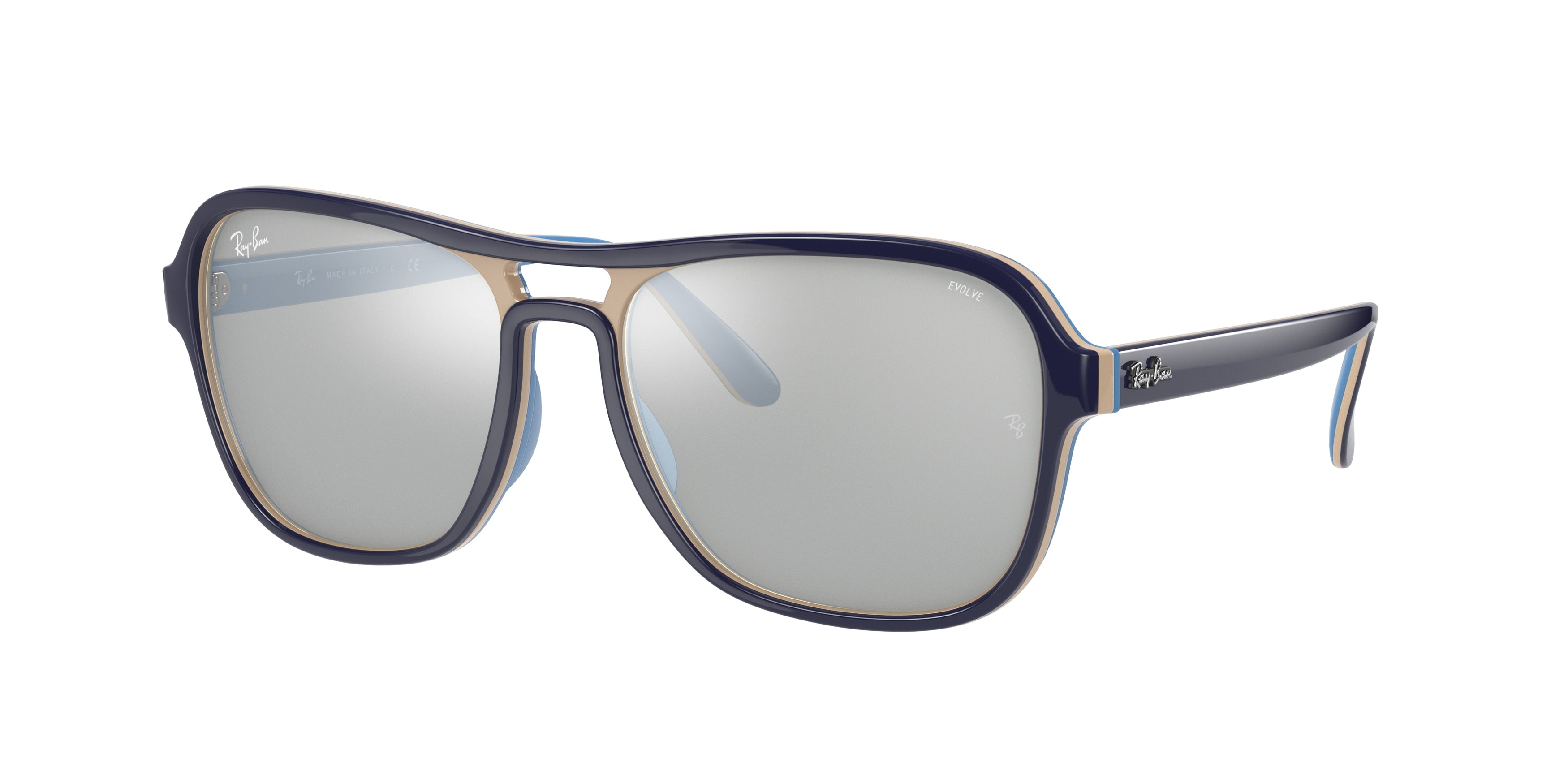 Ray-Ban STATE SIDE RB4356 Square Sunglasses  6546W3-Light Blue 58-140-17 - Color Map Blue