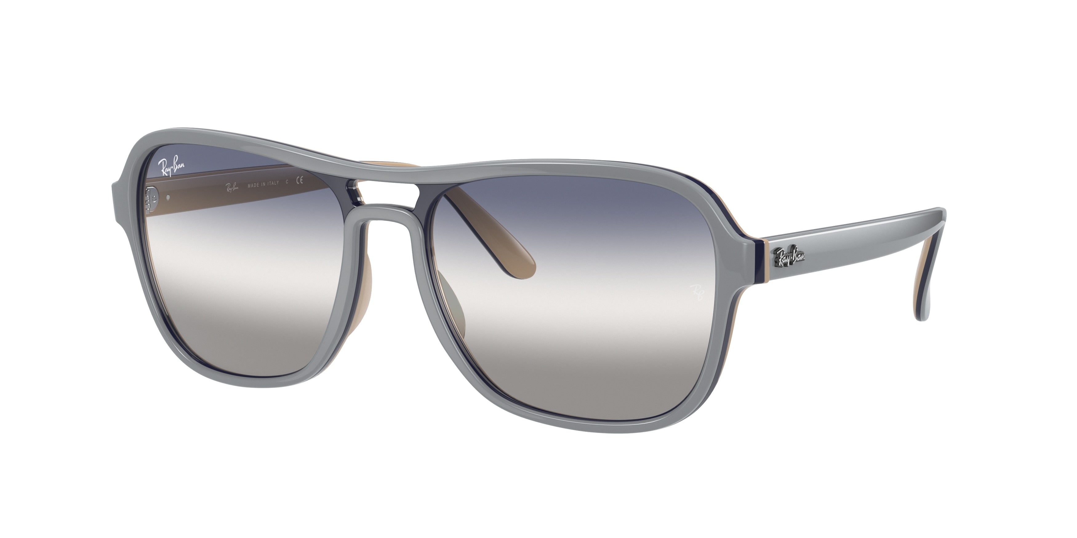 Ray-Ban STATE SIDE RB4356 Square Sunglasses  6550GF-Light Grey 58-140-17 - Color Map Grey