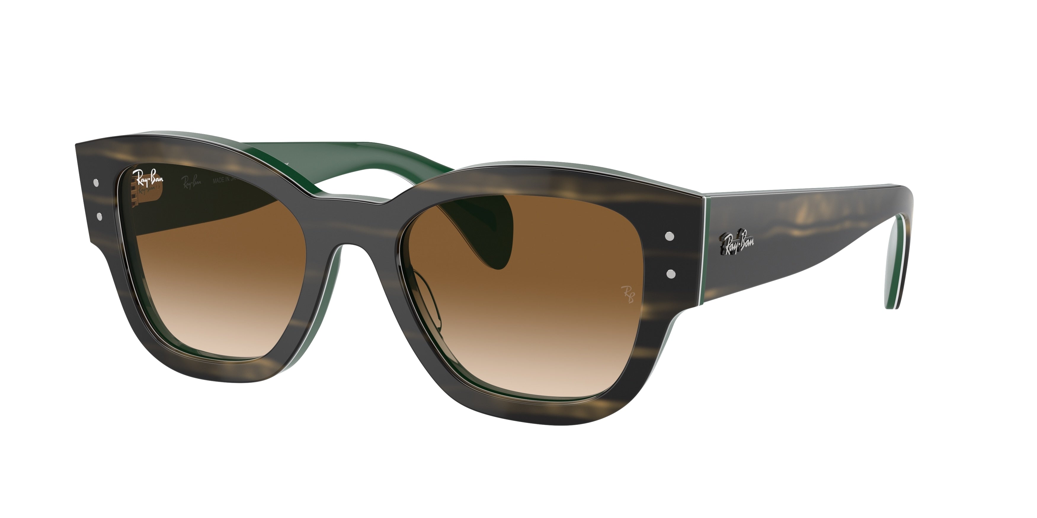 Ray-Ban JORGE RB7681SF Square Sunglasses  140251-Striped Green On Green 52-145-20 - Color Map Green