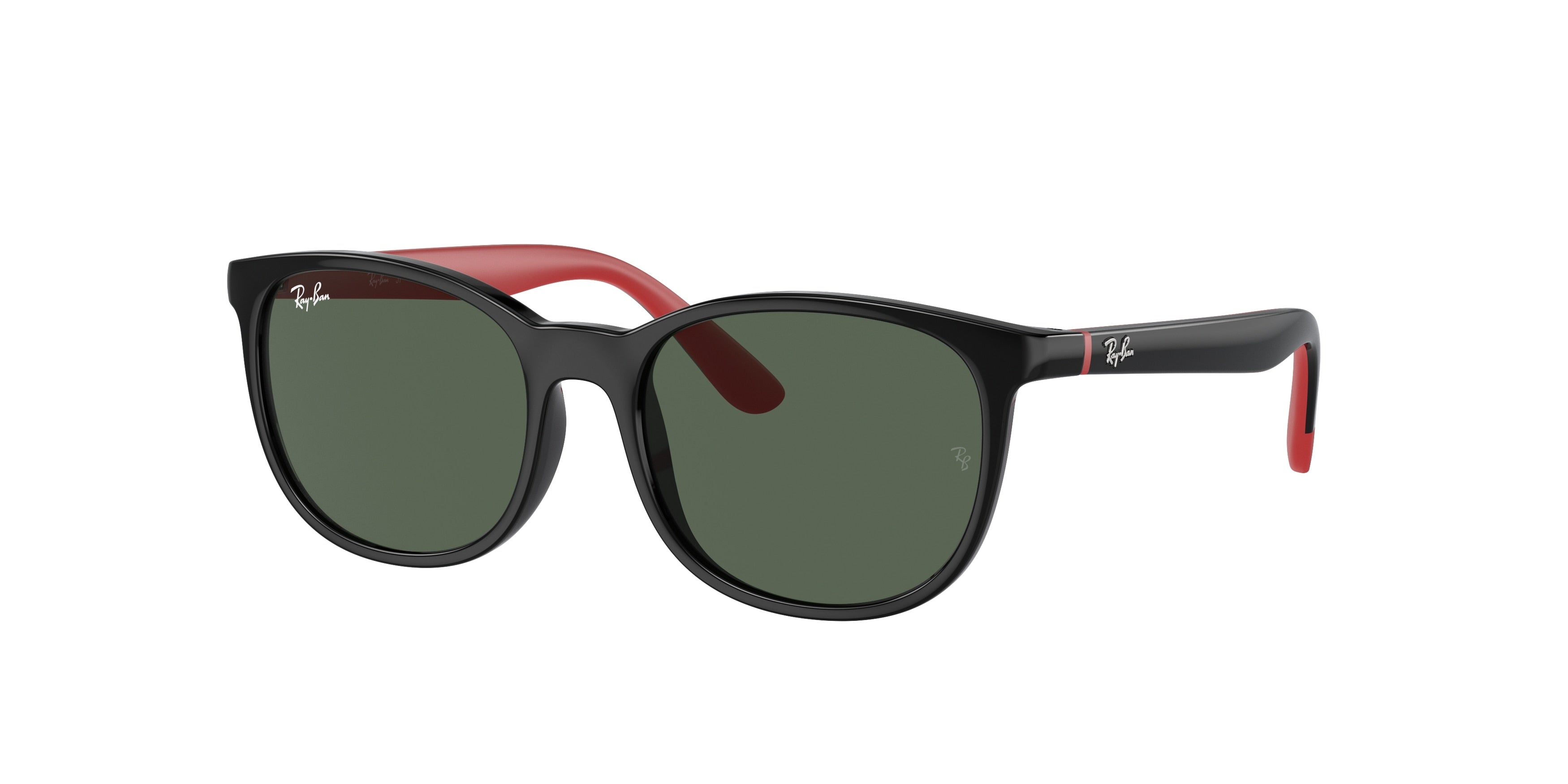 Ray-Ban Junior RJ9079S Square Sunglasses  713171-Black On Red 49-130-16 - Color Map Black