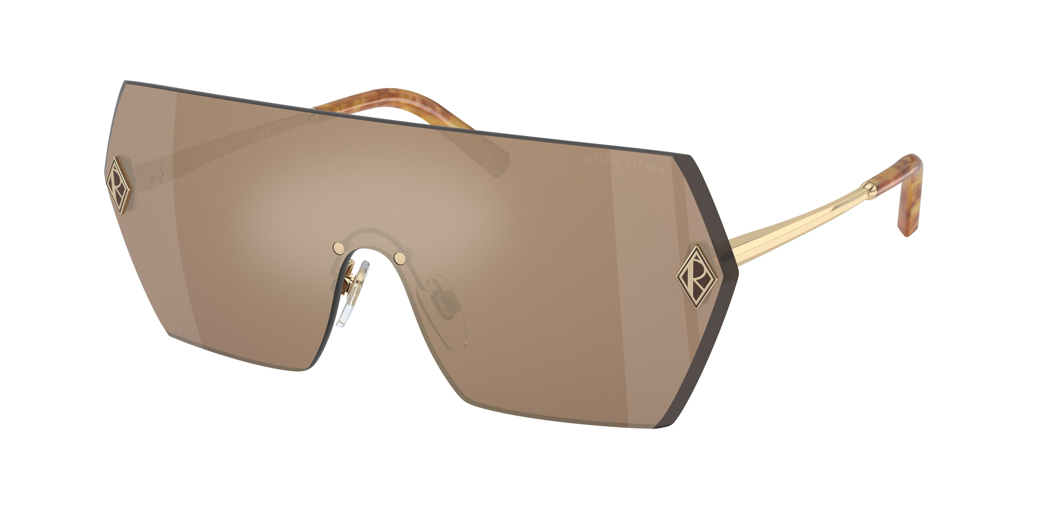 Ralph Lauren THE HARPER RL7085 Rectangle Sunglasses  91167P-Brown/Gold Mirror 0-145-143 - Color Map Gold