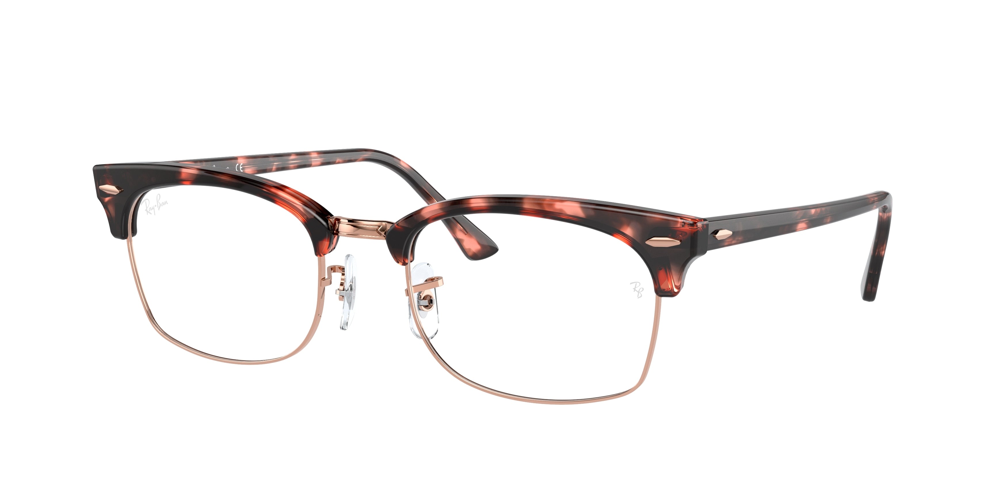 Ray-Ban Optical CLUBMASTER SQUARE RX3916V Rectangle Eyeglasses  8118-Pink Havana 52-145-21 - Color Map Tortoise