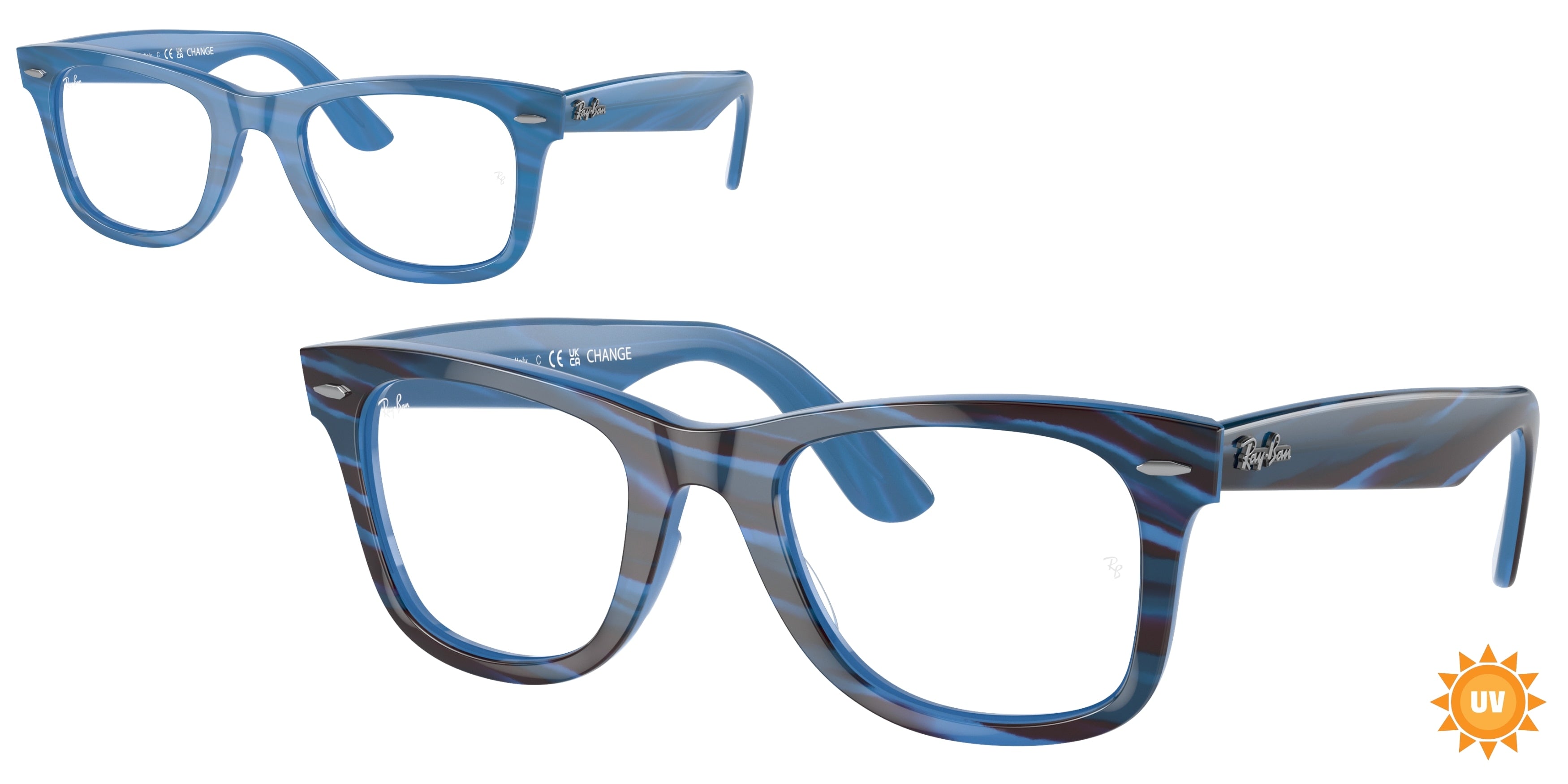 Ray-Ban Optical WAYFARER EASE RX4340V Square Eyeglasses  8384- 50-150-22 - Color Map Blue