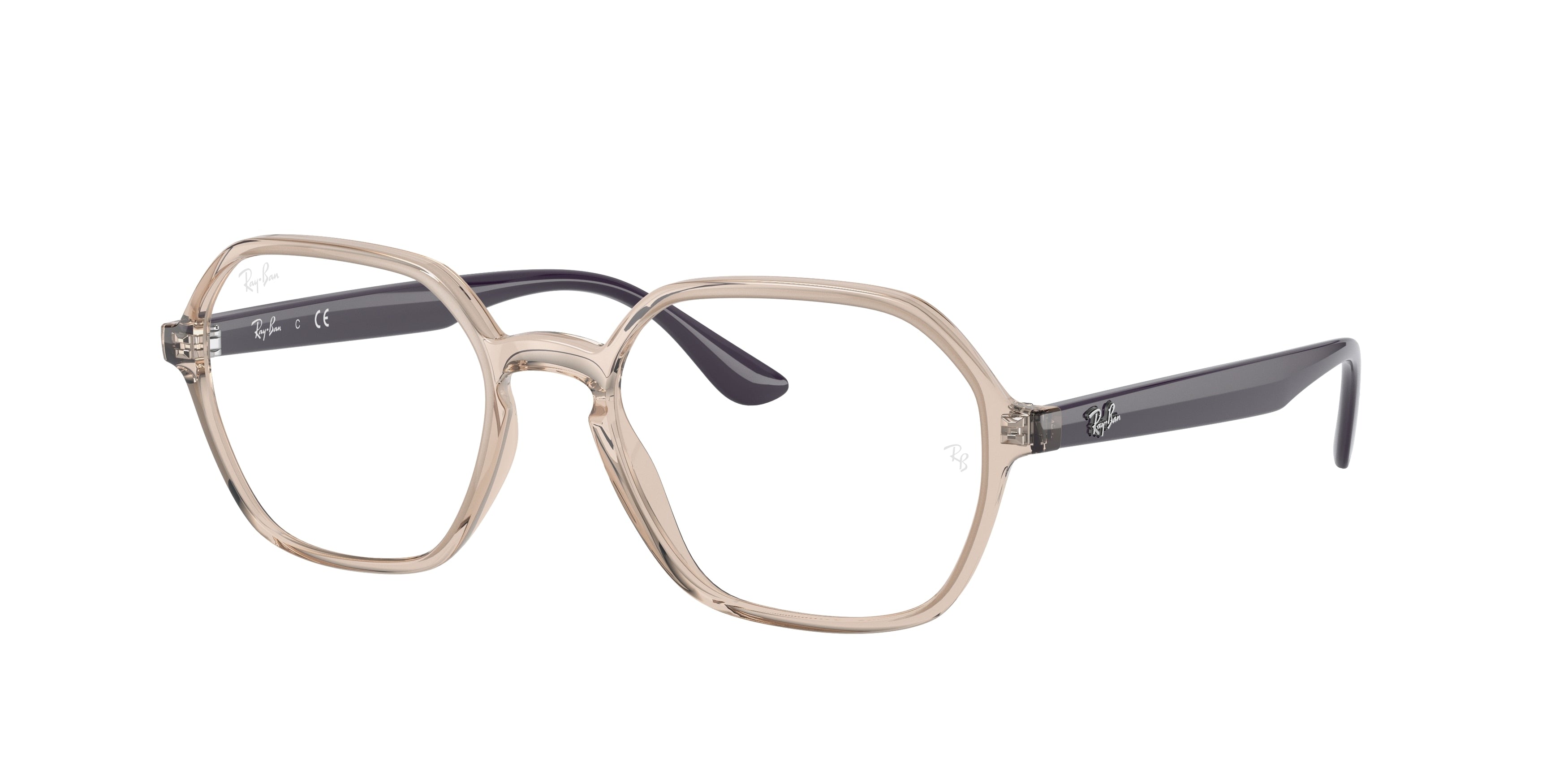 Ray-Ban Optical RX4361V Irregular Eyeglasses  8138-Transparent Light Brown 50-145-18 - Color Map Brown