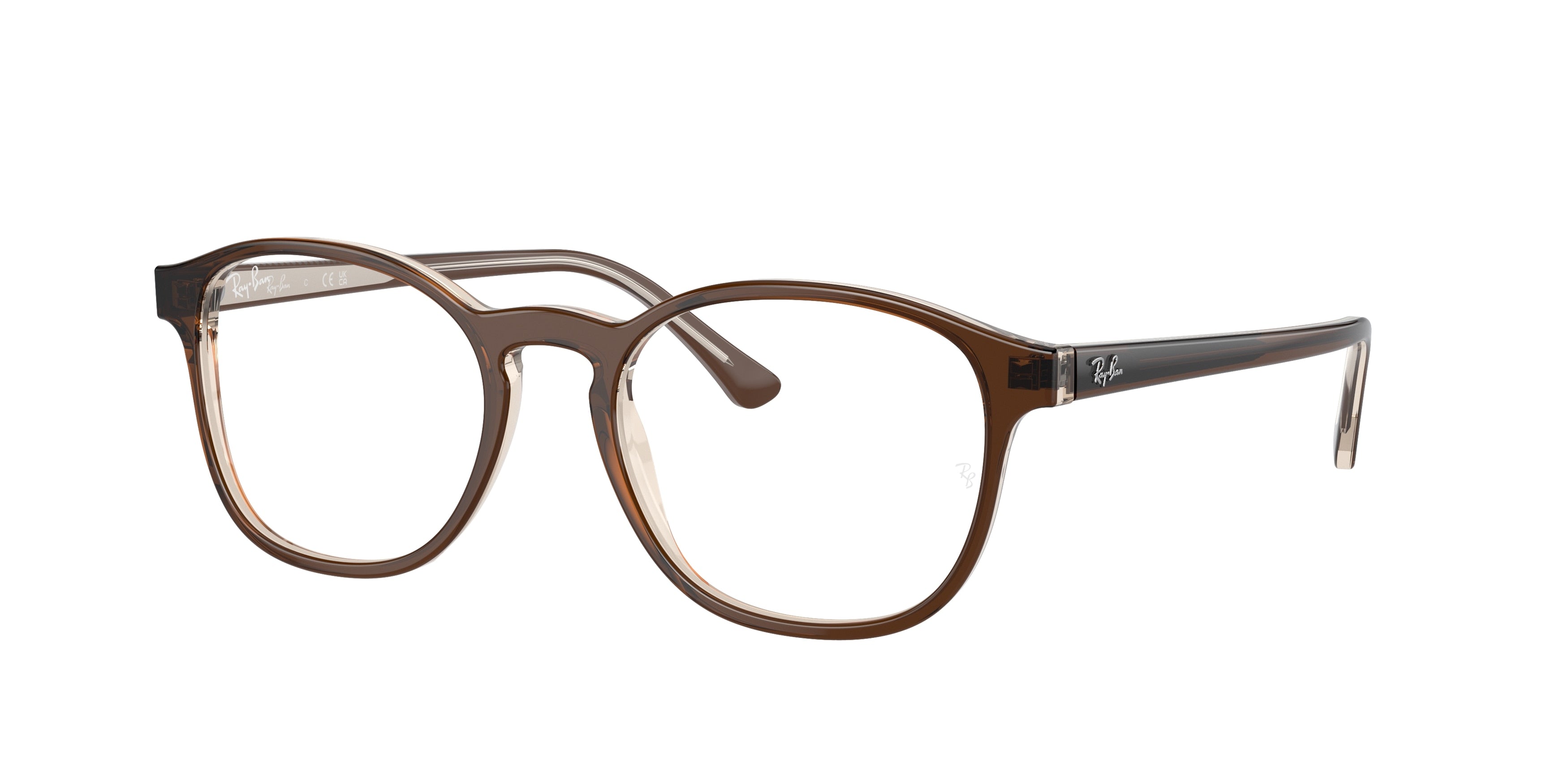 Ray-Ban Optical RX5417 Phantos Eyeglasses  8365-Brown On Transparent Light Brown 52-145-19 - Color Map Brown