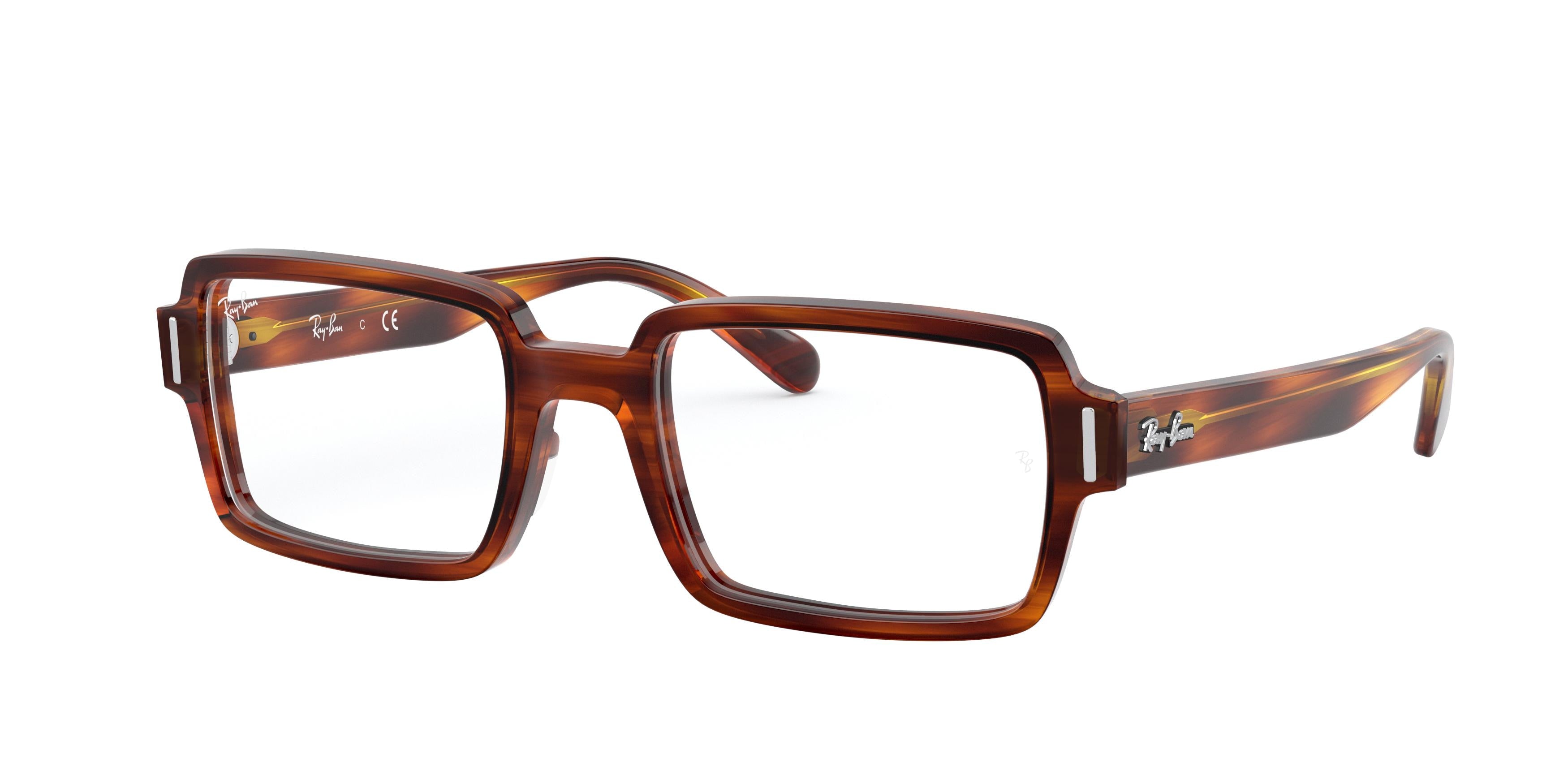 Ray-Ban Optical BENJI RX5473 Rectangle Eyeglasses  2144-Striped Havana 50-145-20 - Color Map Brown