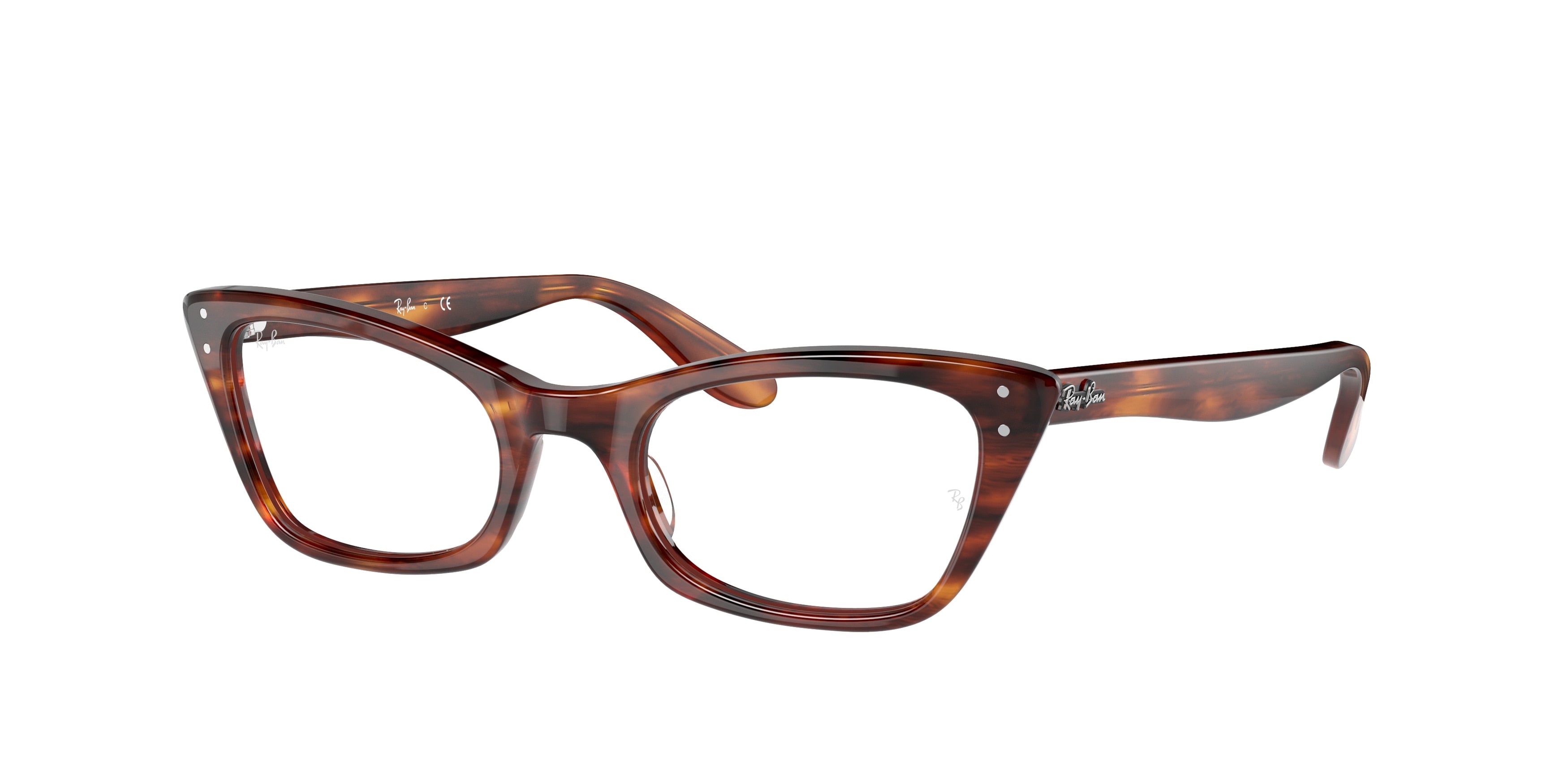 Ray-Ban Optical LADY BURBANK RX5499 Cat Eye Eyeglasses  2144-Striped Havana 49-140-20 - Color Map Brown