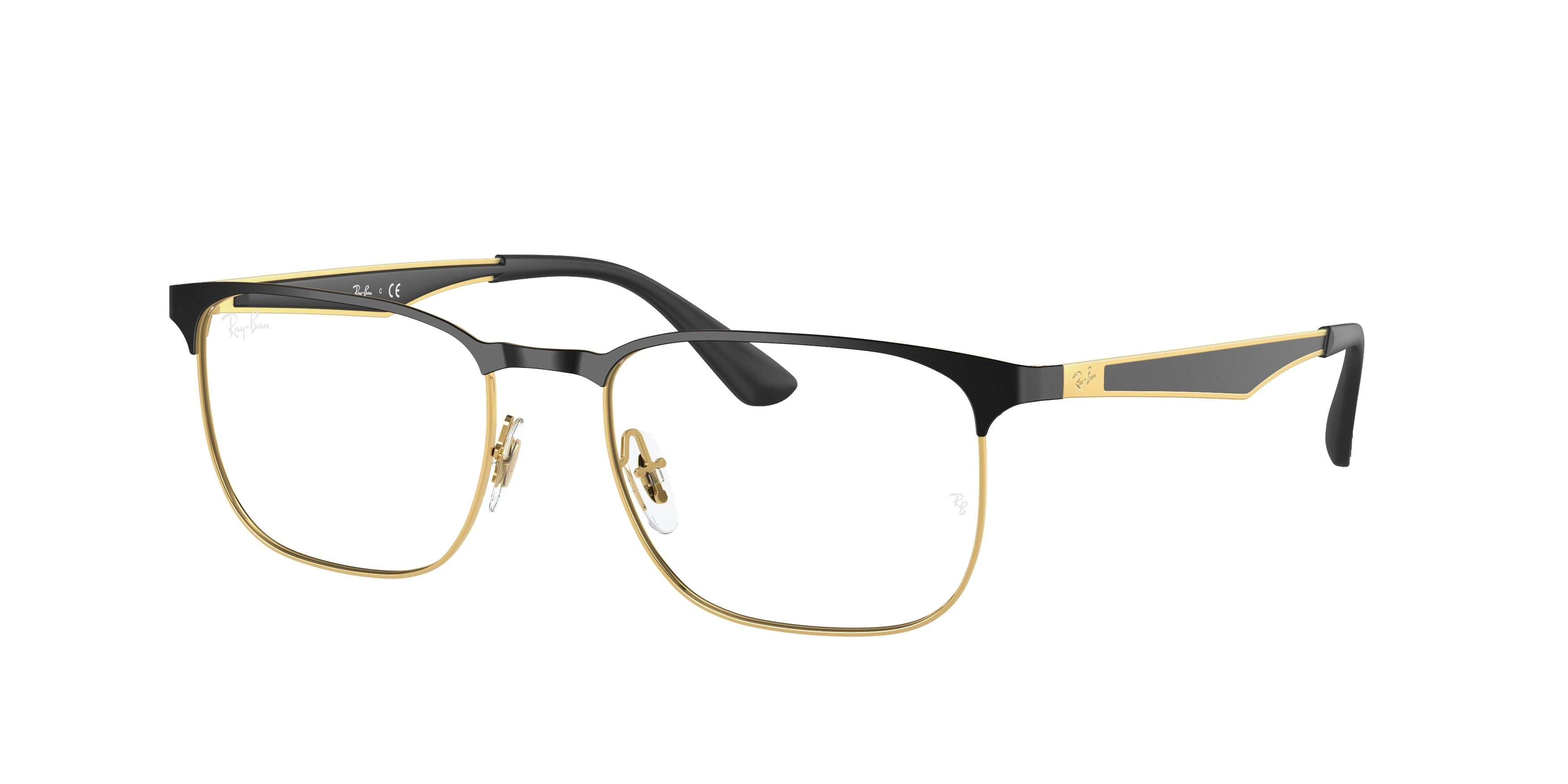 Ray-Ban Optical RX6363 Square Eyeglasses  2890-Black On Gold 52-145-18 - Color Map Black